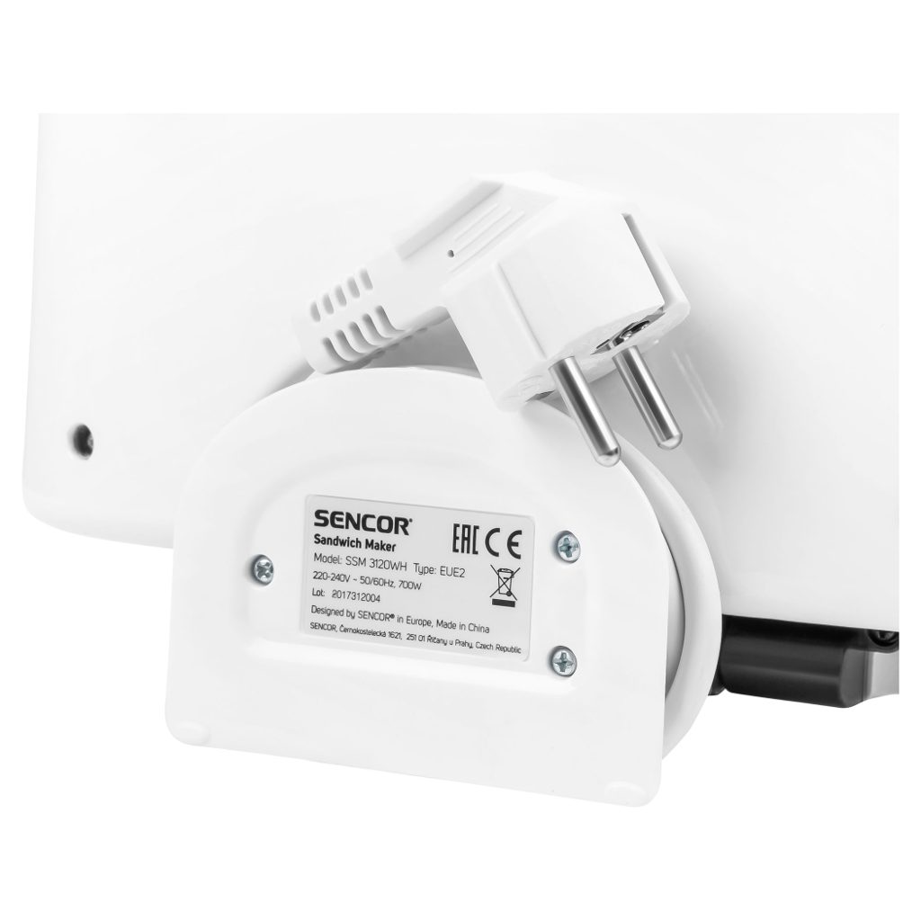 SENCOR SSM 3120WH fehér szendvicssütő tapadásmentes sütőlapokkal – 3. kép