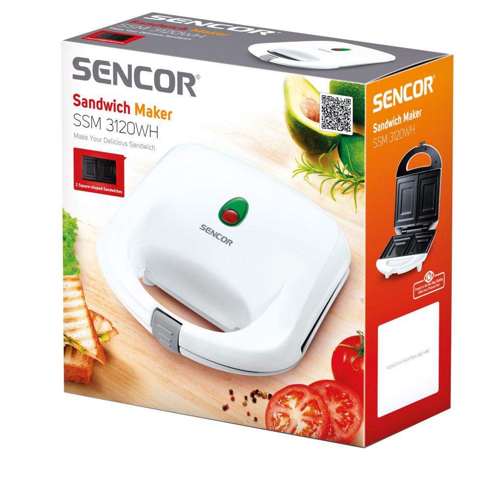 SENCOR SSM 3120WH fehér szendvicssütő tapadásmentes sütőlapokkal – 4. kép