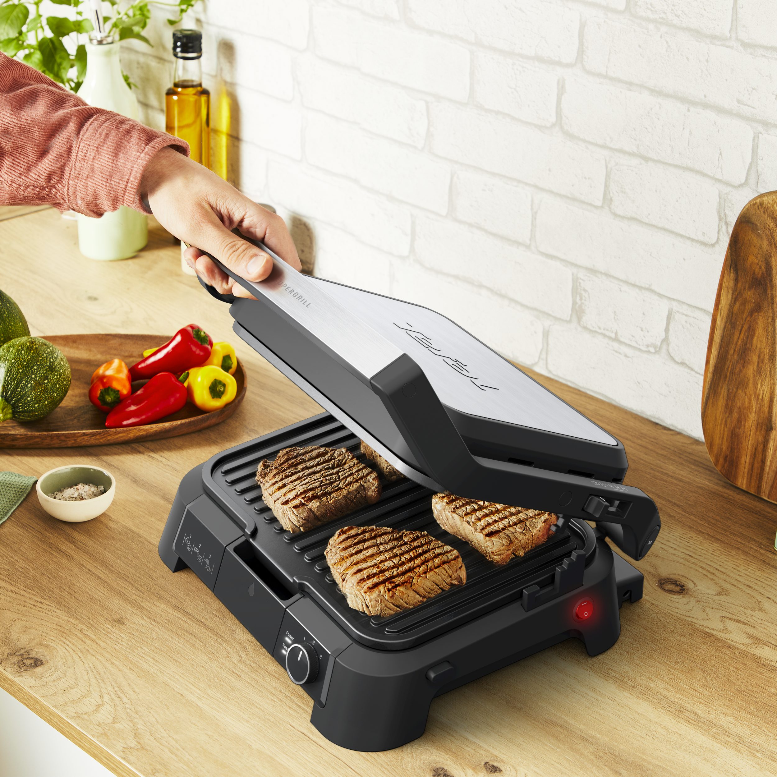 TEFAL GC517DE0 SuperGrill 4 az 1-ben kontaktgrill gofrisütő lapokkal – 5. kép