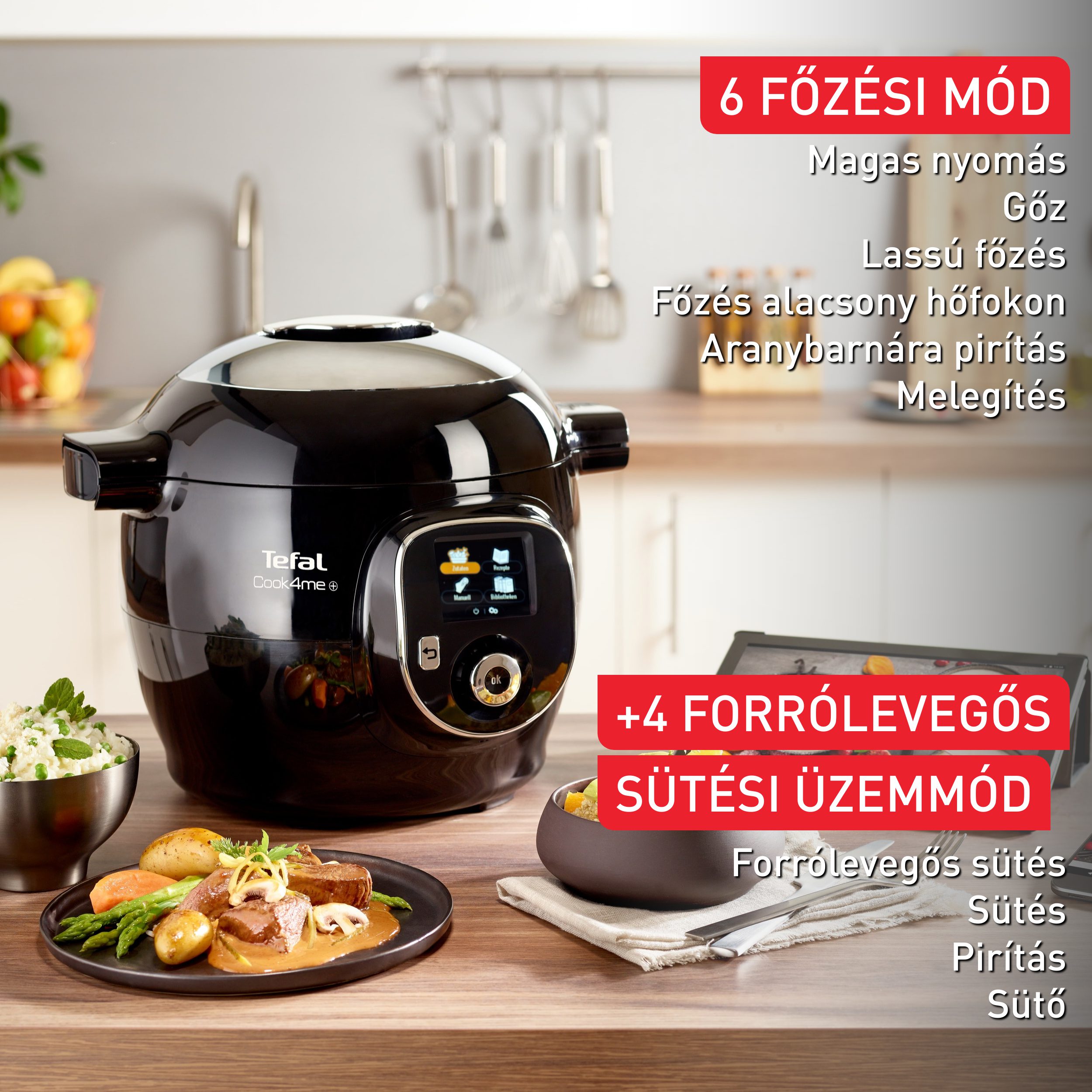 TEFAL CY85X8F2 Cook4Me+ okos multifunkciós edény fedővel, fekete – 2. kép
