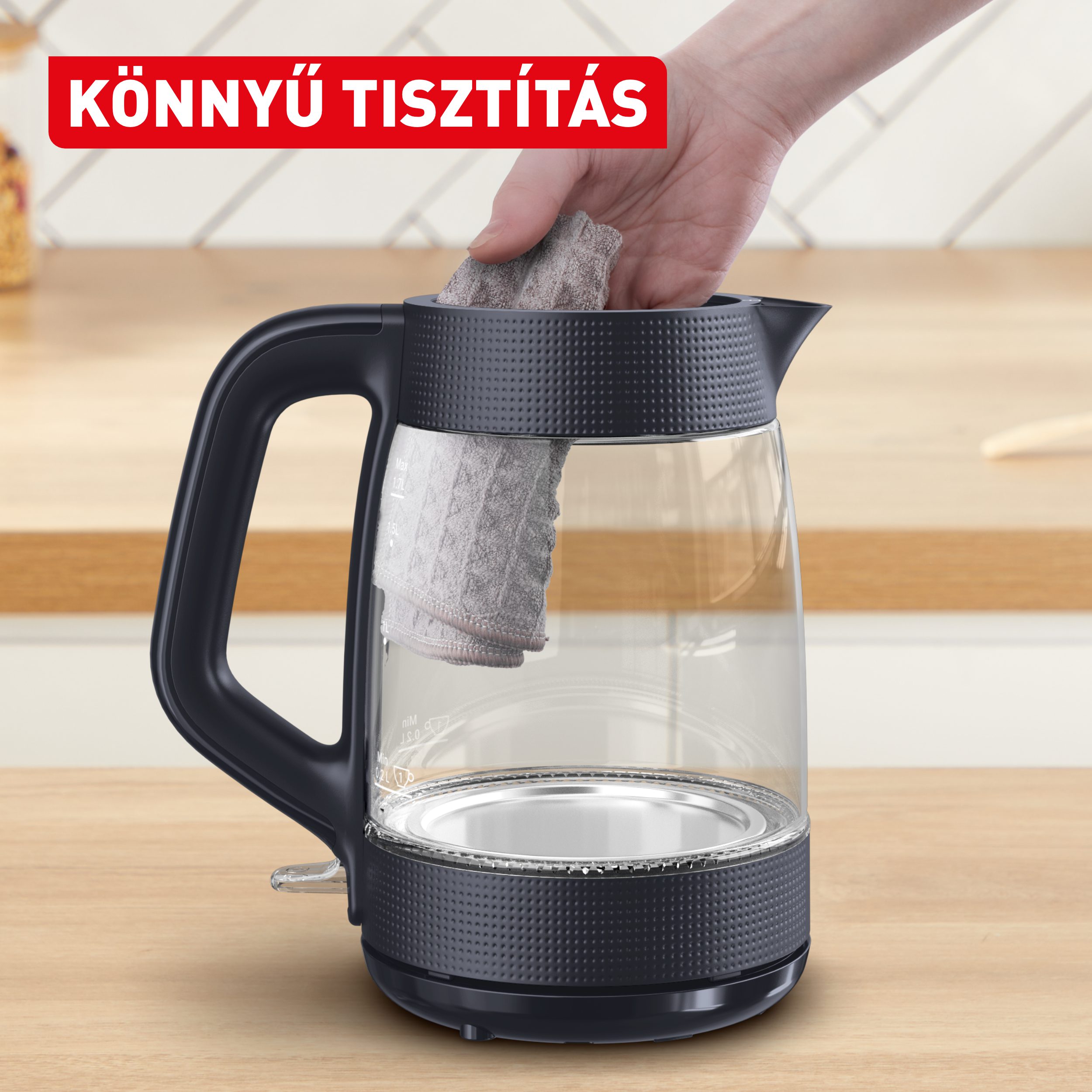 TEFAL KO2G08E0 Morning Glass üveg vízforraló 1,7 literes kapacitással – 5. kép