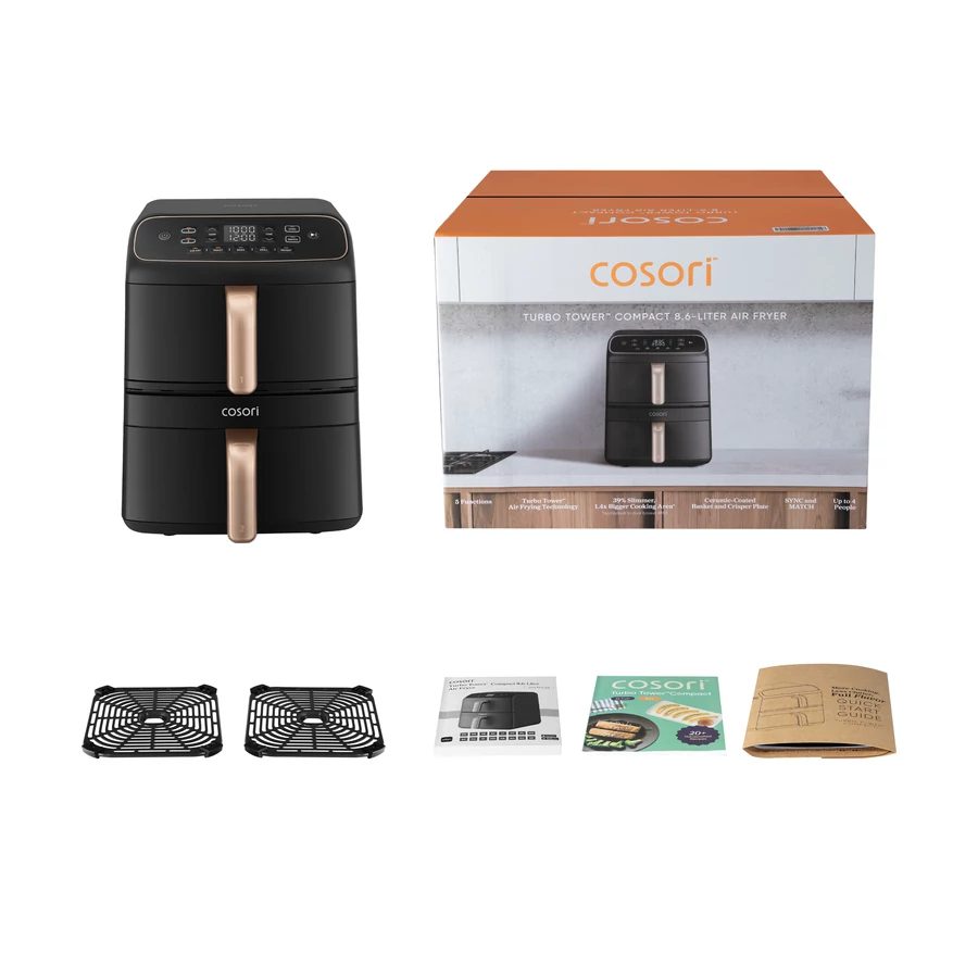 COSORI Turbo Tower™ Compact 8,6 literes, kétkosaras forrólevegős sütő – 7. kép