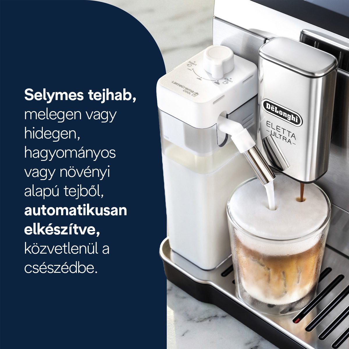 DE-LONGHI Eletta Ultra ECAM470.85.MB automata kávéfőző hideg és forró italokhoz – 8. kép