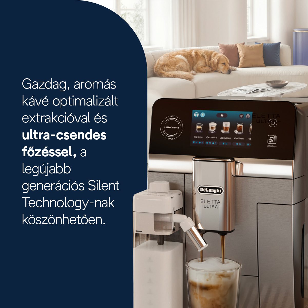 DE-LONGHI Eletta Ultra ECAM470.85.MB automata kávéfőző hideg és forró italokhoz – 9. kép