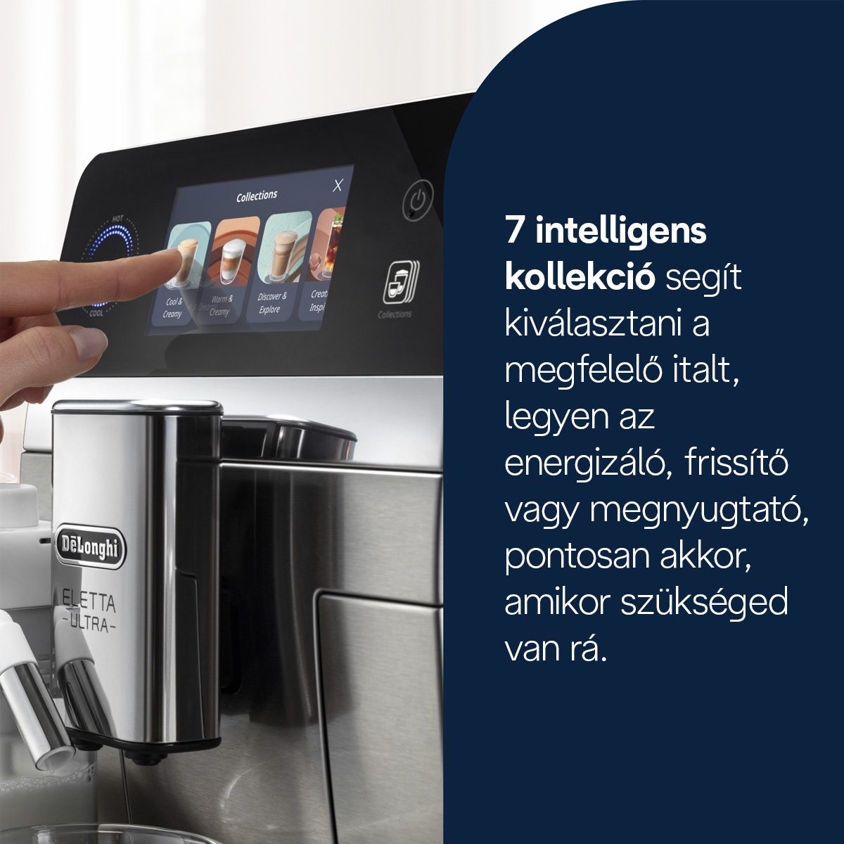 DE-LONGHI Eletta Ultra ECAM470.85.MB automata kávéfőző hideg és forró italokhoz – 11. kép