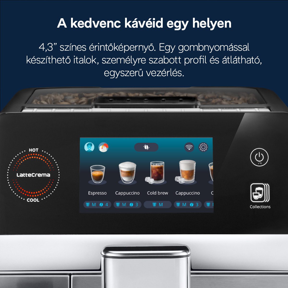 DE-LONGHI Eletta Ultra ECAM470.85.MB automata kávéfőző hideg és forró italokhoz – 12. kép