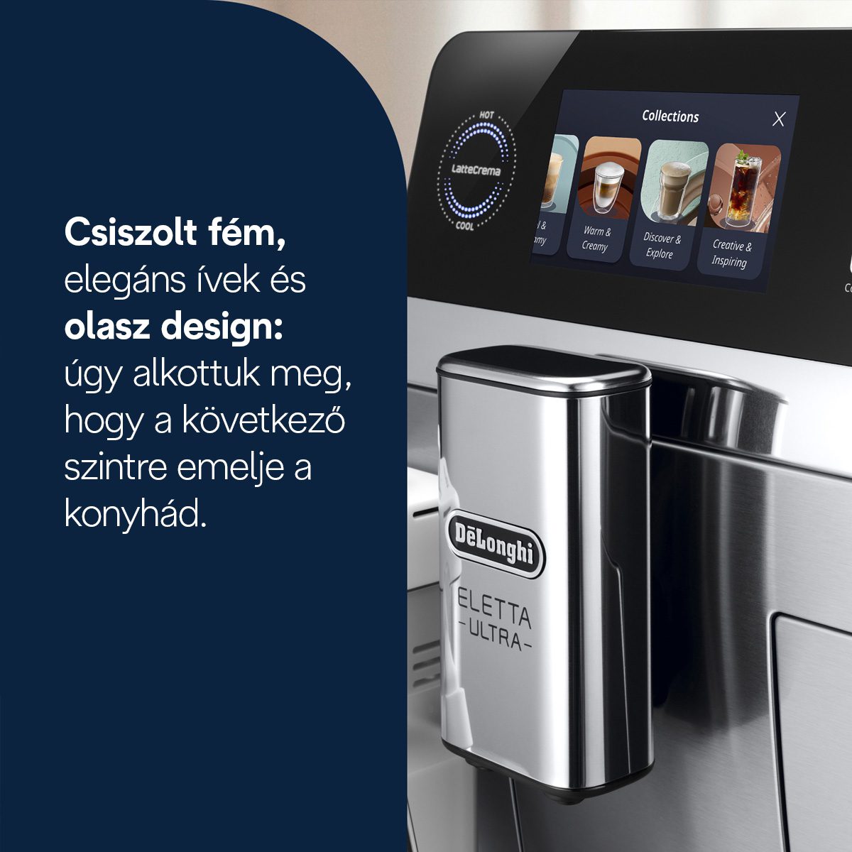 DE-LONGHI Eletta Ultra ECAM470.85.MB automata kávéfőző hideg és forró italokhoz – 13. kép