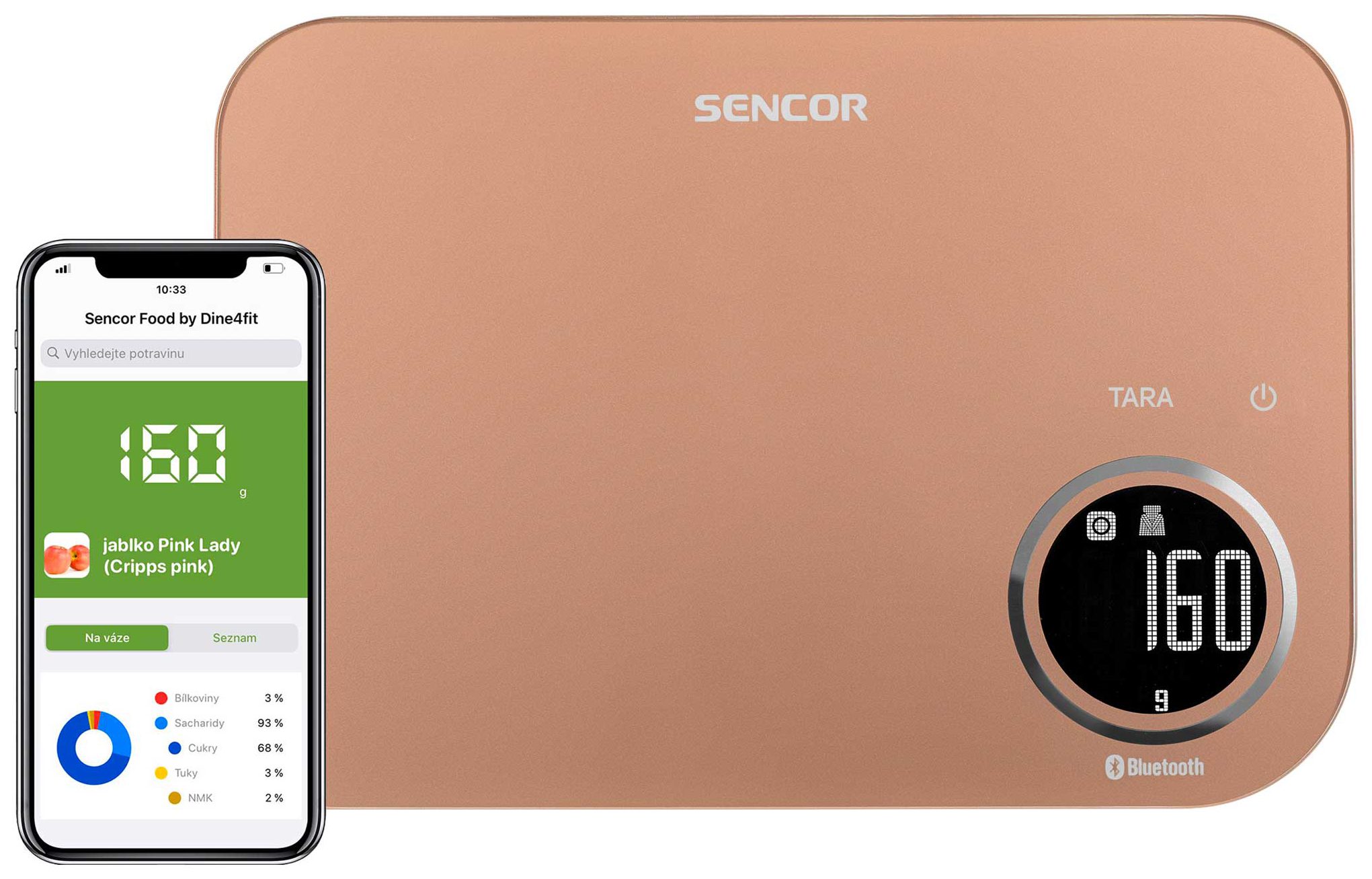 SENCOR SKS 7176GD okos konyhai mérleg Bluetooth-kapcsolattal, arany – 3. kép