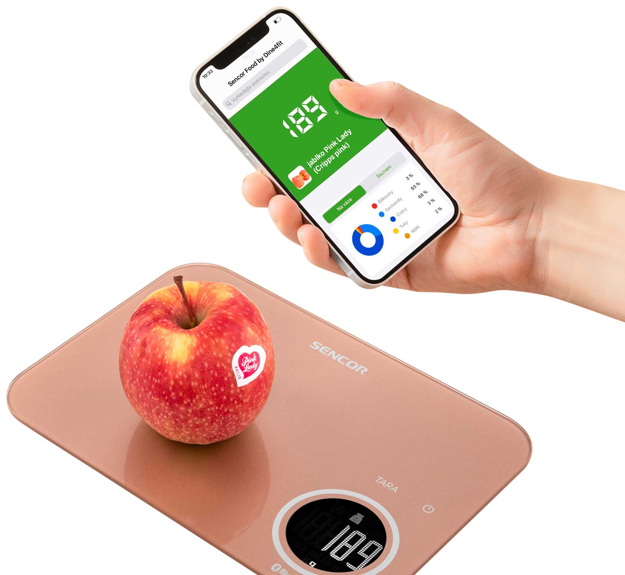 SENCOR SKS 7176GD okos konyhai mérleg Bluetooth-kapcsolattal, arany – 8. kép