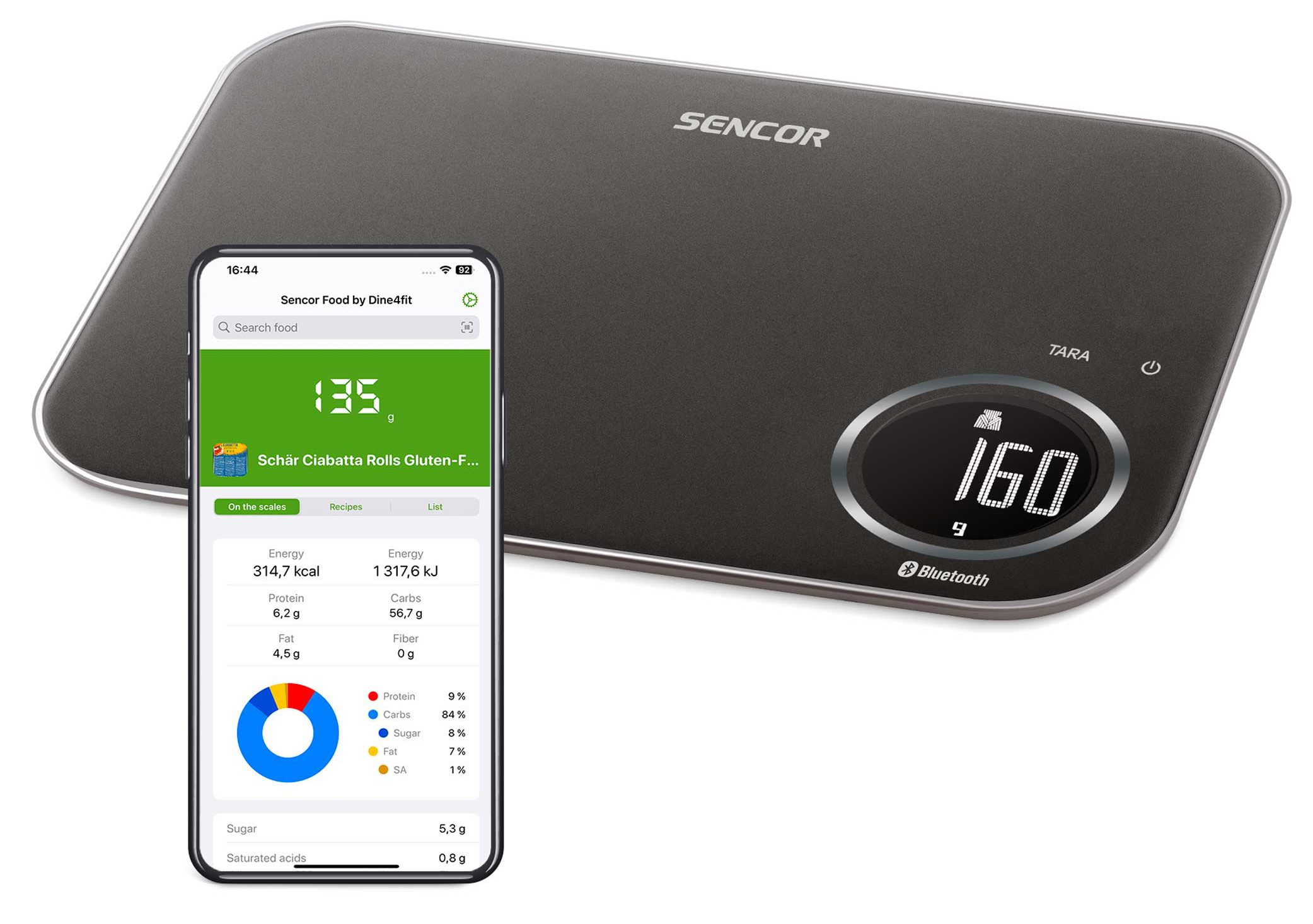 SENCOR SKS 7178BK intelligens Bluetooth konyhai mérleg, 8 kg – 4. kép