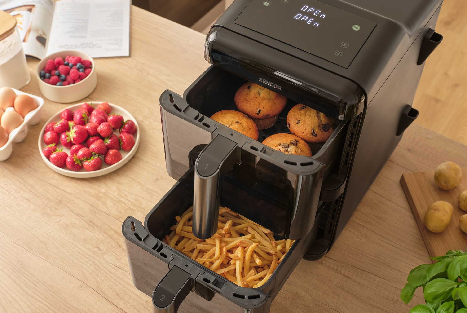 SENCOR SFR 1250BK dupla kosaras forrólevegős fritőz – 12. kép