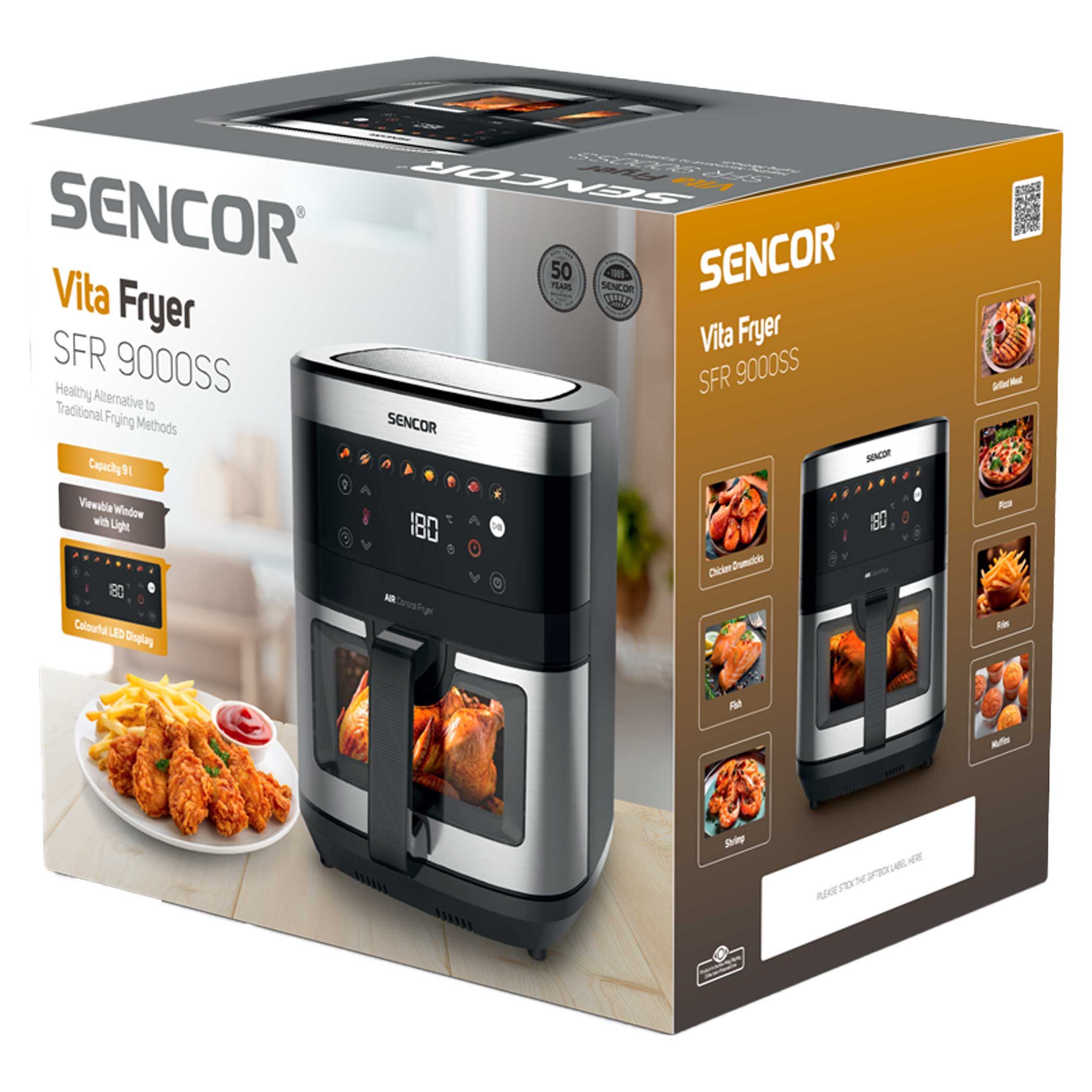 SENCOR SFR 9000SS 9 literes forrólevegős sütő betekintő ablakkal – 16. kép