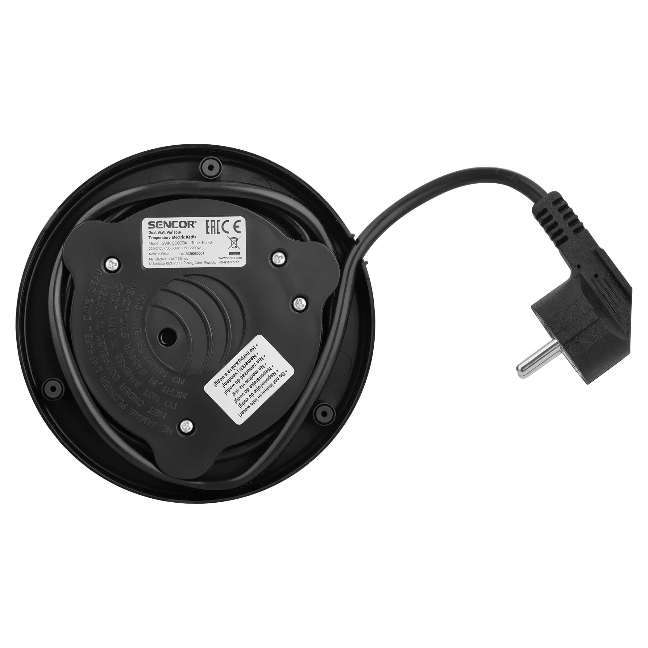 SENCOR SWK 0600BK hőfokszabályozós vízforraló, 1,7 l – 8. kép
