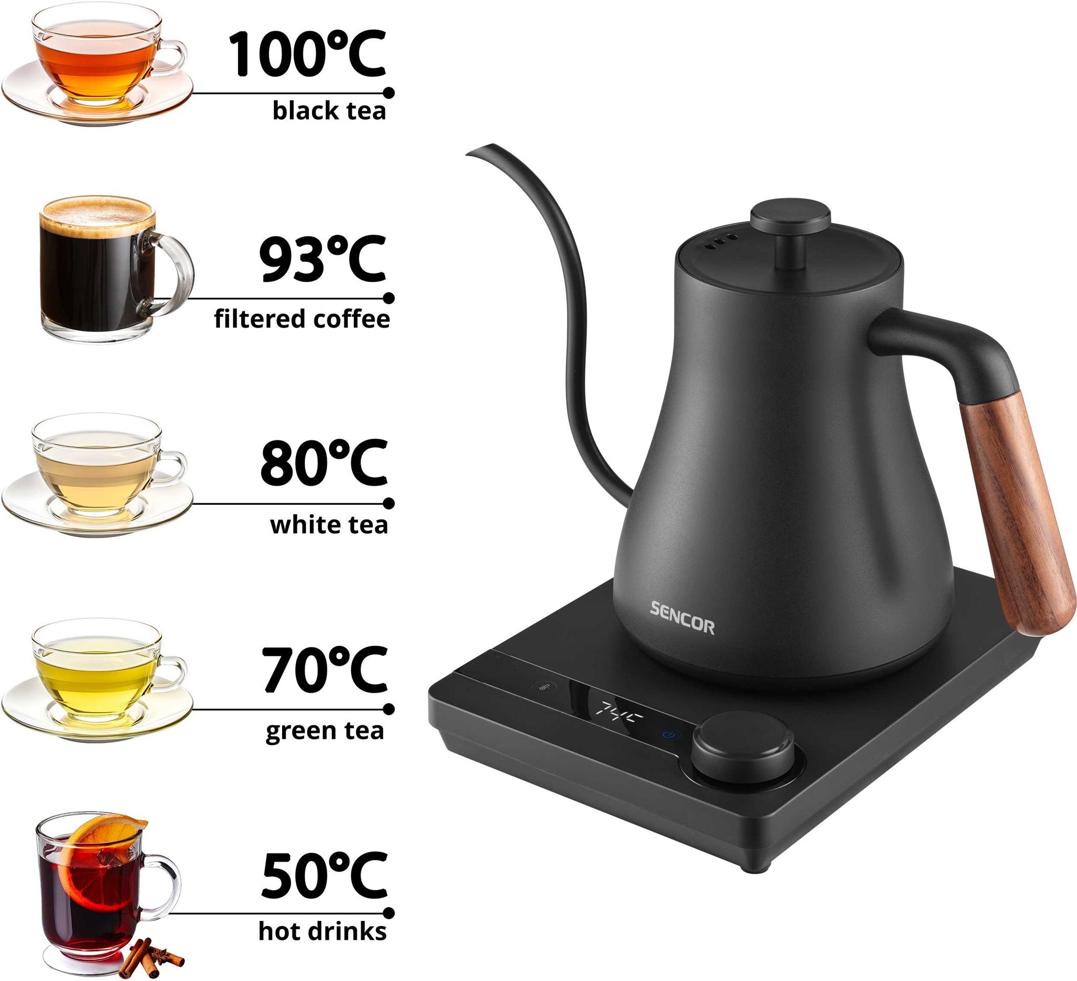 SENCOR SWK 2828BK precíziós vízforraló digitális kijelzővel, 0,6 l – 4. kép