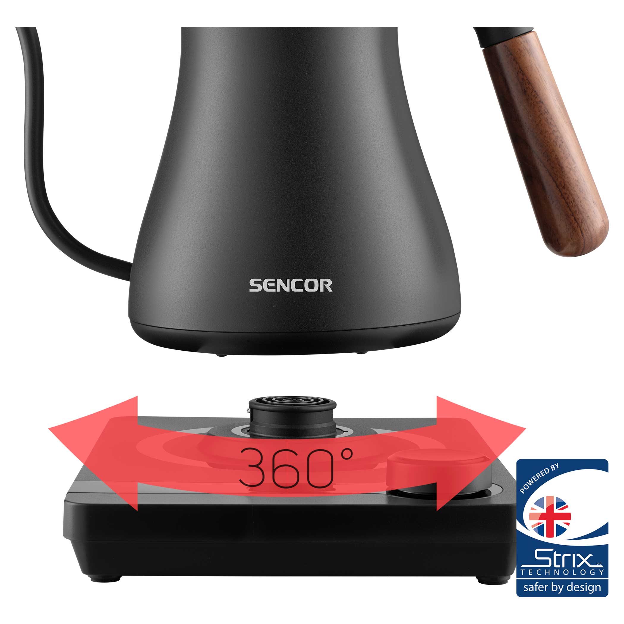 SENCOR SWK 2828BK precíziós vízforraló digitális kijelzővel, 0,6 l – 6. kép