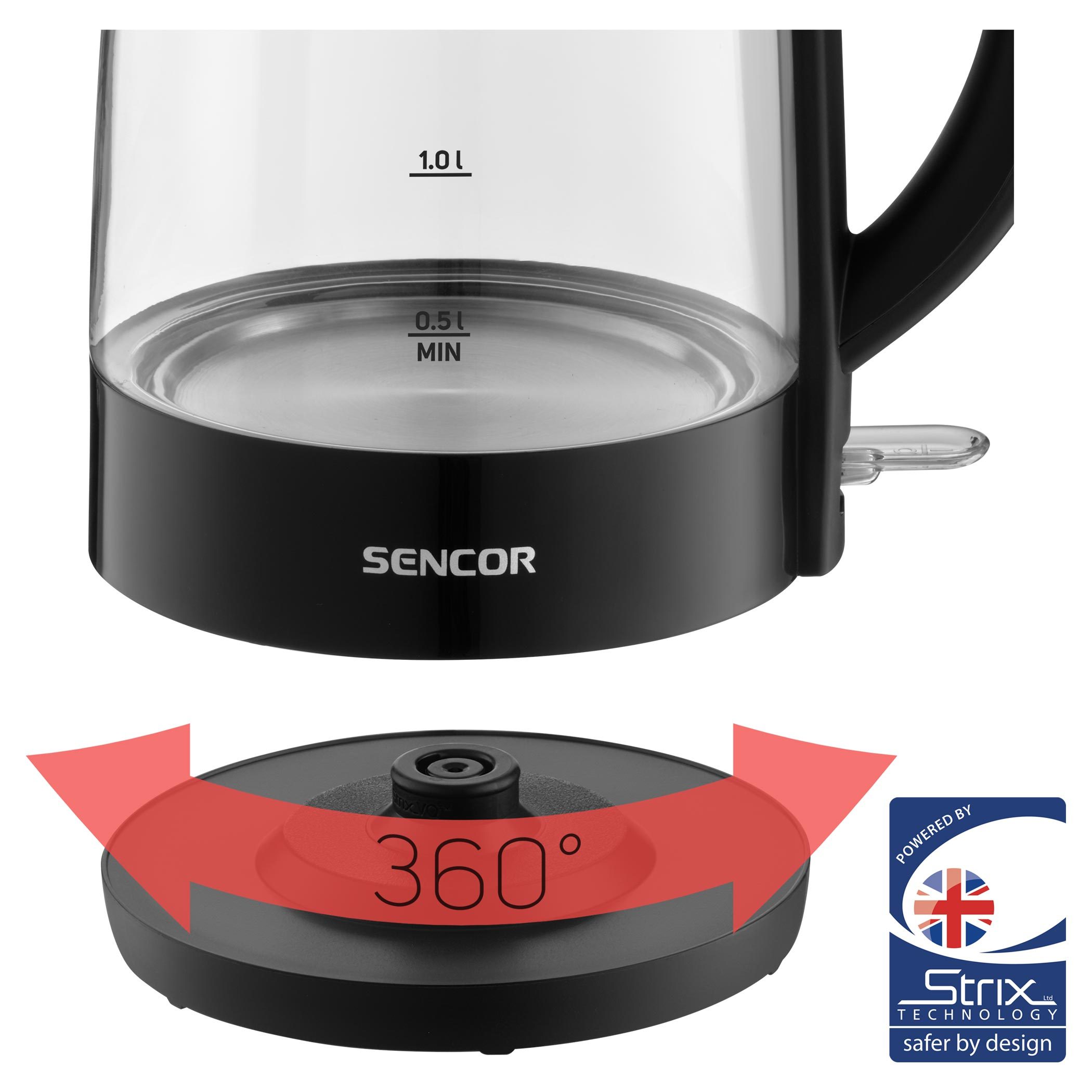 SENCOR SWK 2711BK üveg vízforraló, 1,7 l – 2. kép