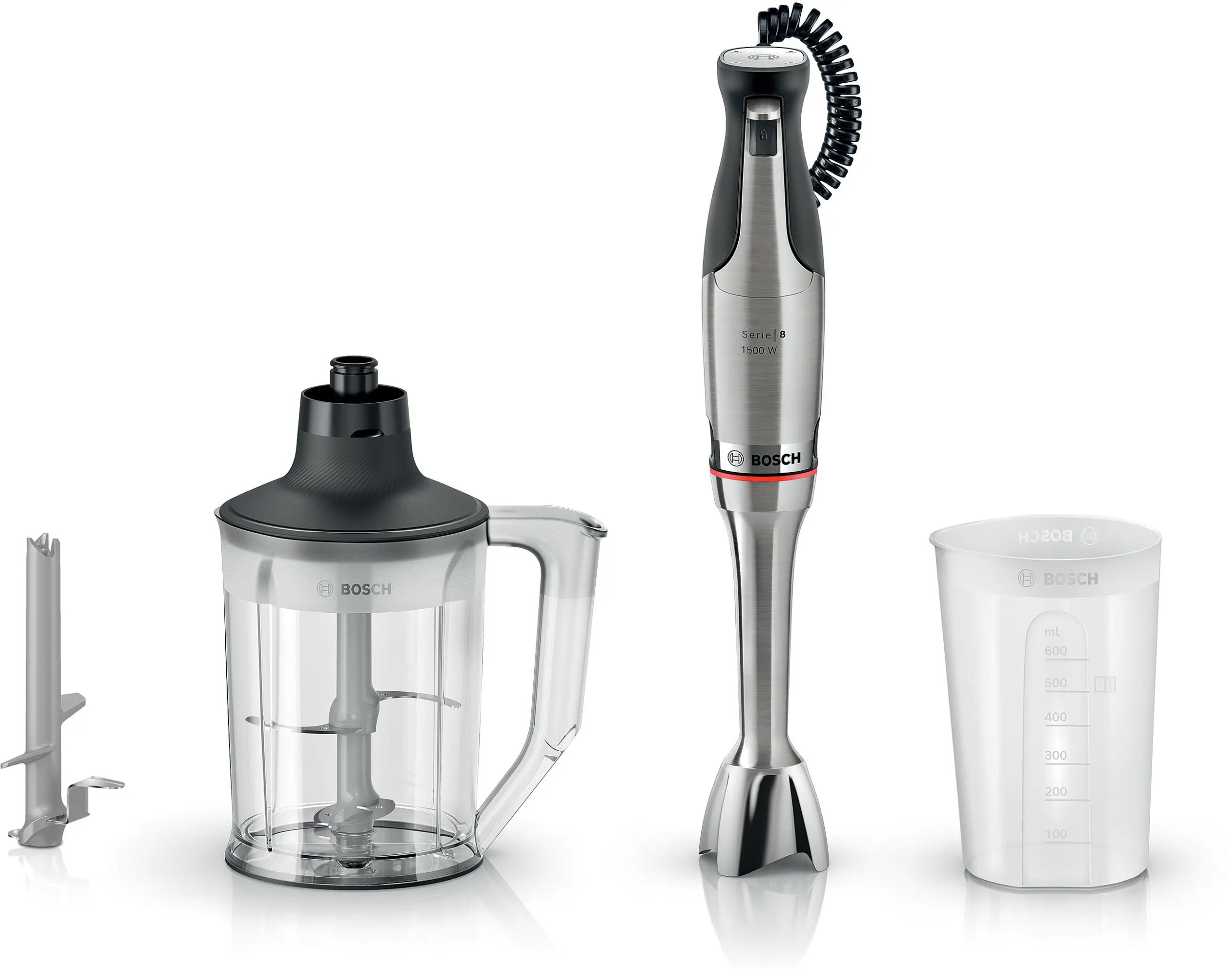 BOSCH MSM8M950 Serie 8 botmixer szett aprítóval, 1500 W, ezüst-fekete – 2. kép