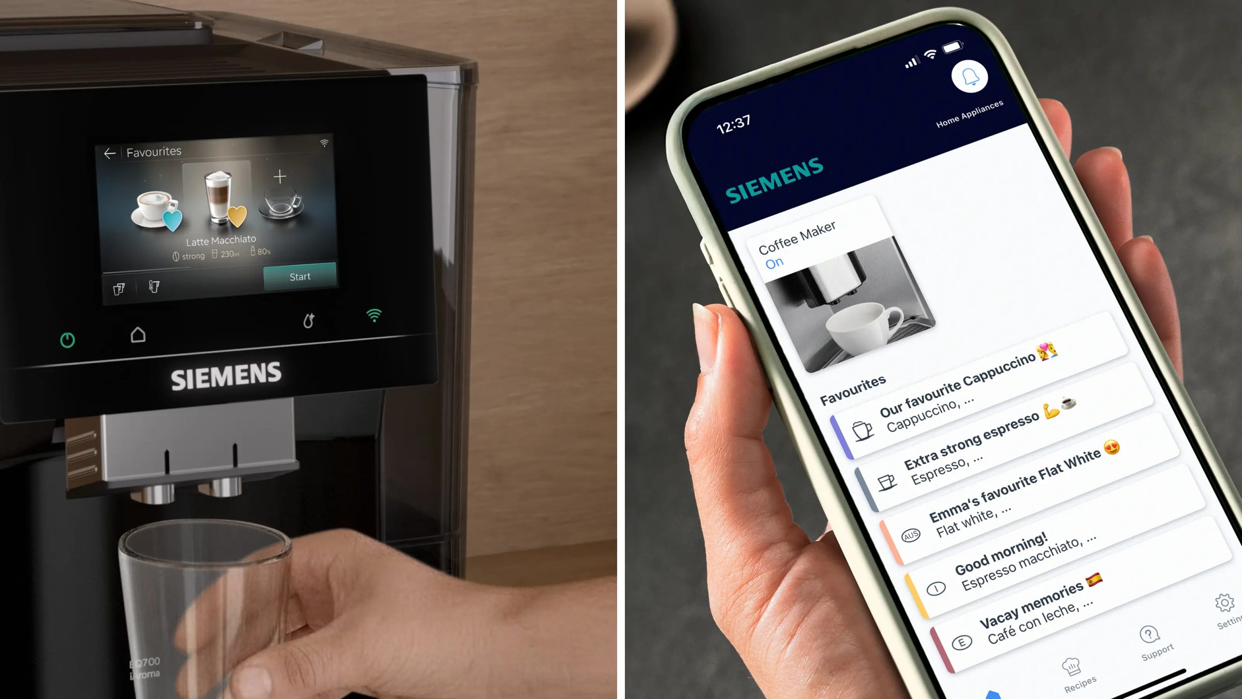 SIEMENS TQ725E03 automata kávéfőző integrált tejhabosítóval, fekete – 2. kép