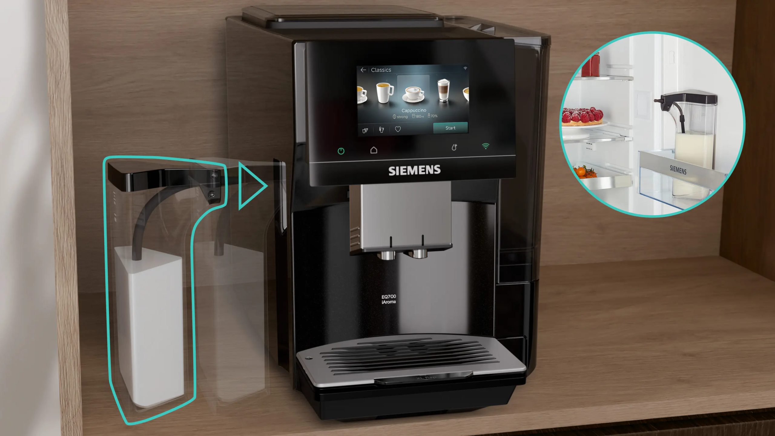 SIEMENS TQ725E03 automata kávéfőző integrált tejhabosítóval, fekete – 6. kép