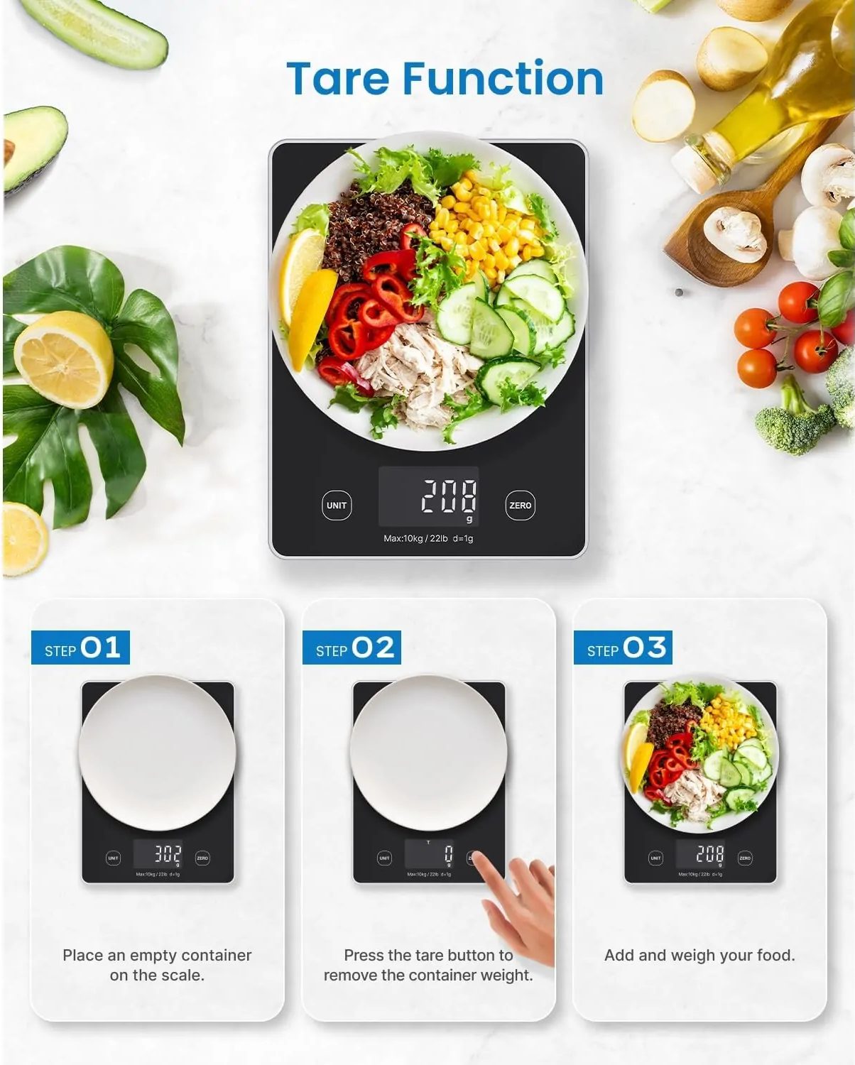 RENPHO Calibra 1L intelligens konyhai mérleg Bluetooth-kapcsolattal – 5. kép