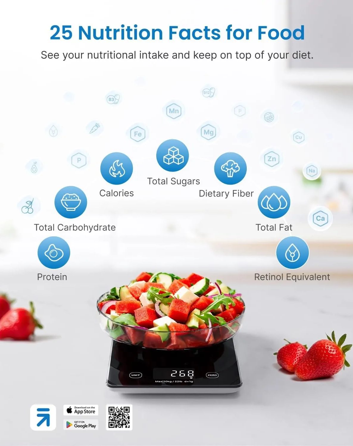 RENPHO Calibra 1L intelligens konyhai mérleg Bluetooth-kapcsolattal – 7. kép