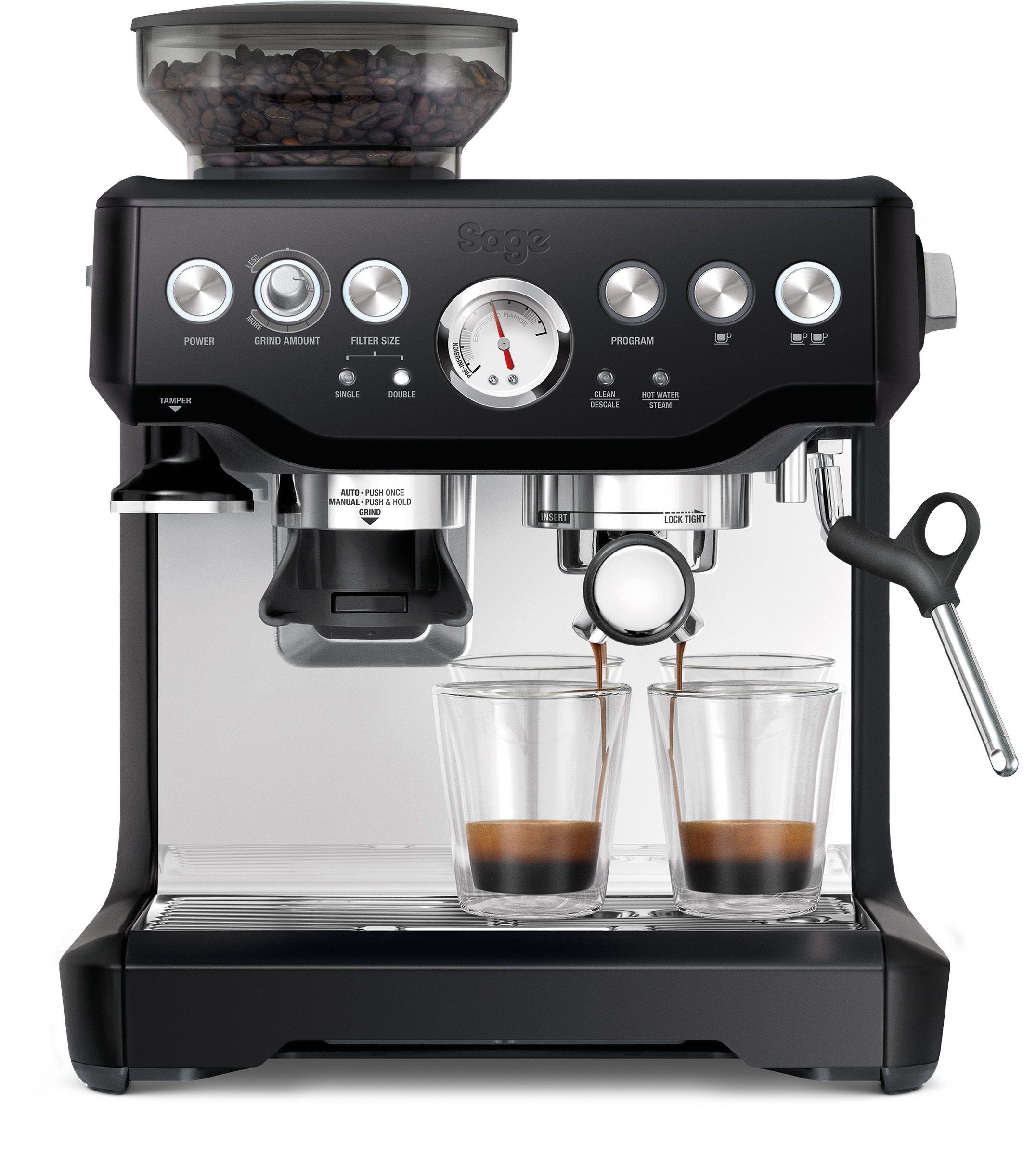 SAGE BES875BTR Barista Express eszpresszó kávéfőző beépített darálóval, fekete – 5. kép