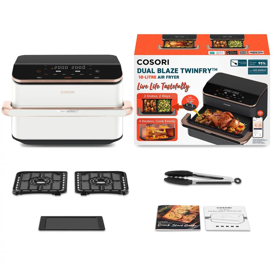 COSORI Dual Blaze TwinFry 10 literes fehér forrólevegős sütő – 9. kép