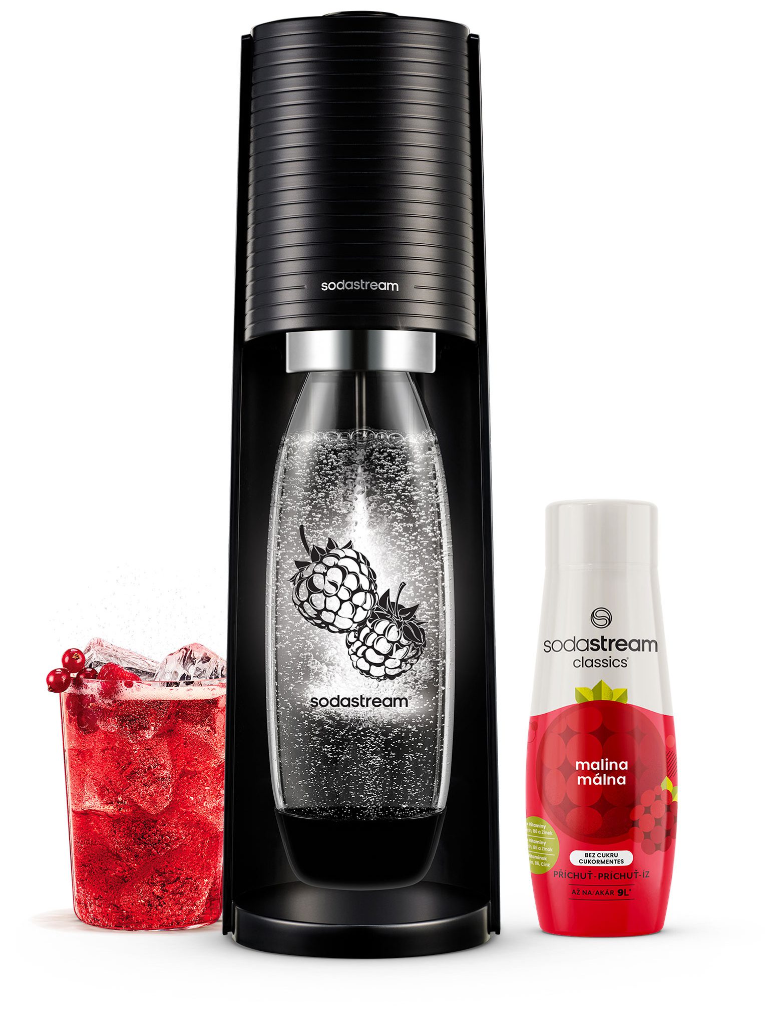 SODA STREAM SM Terra Black Málna Zero MP szódagép málnás palackkal és szörppel – 2. kép