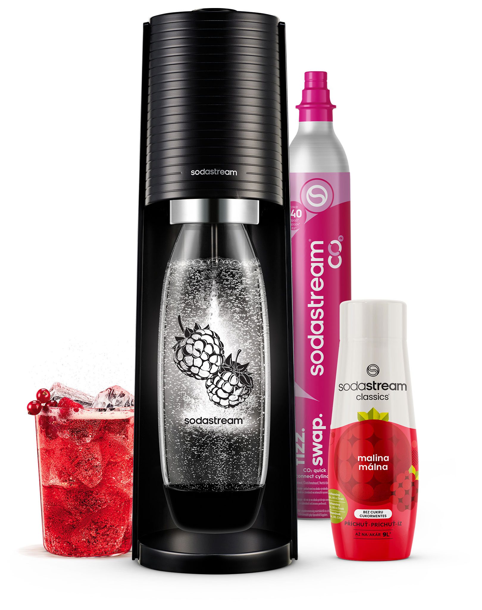 SODA STREAM SM Terra Black Málna Zero MP szódagép málnás palackkal és szörppel – 3. kép