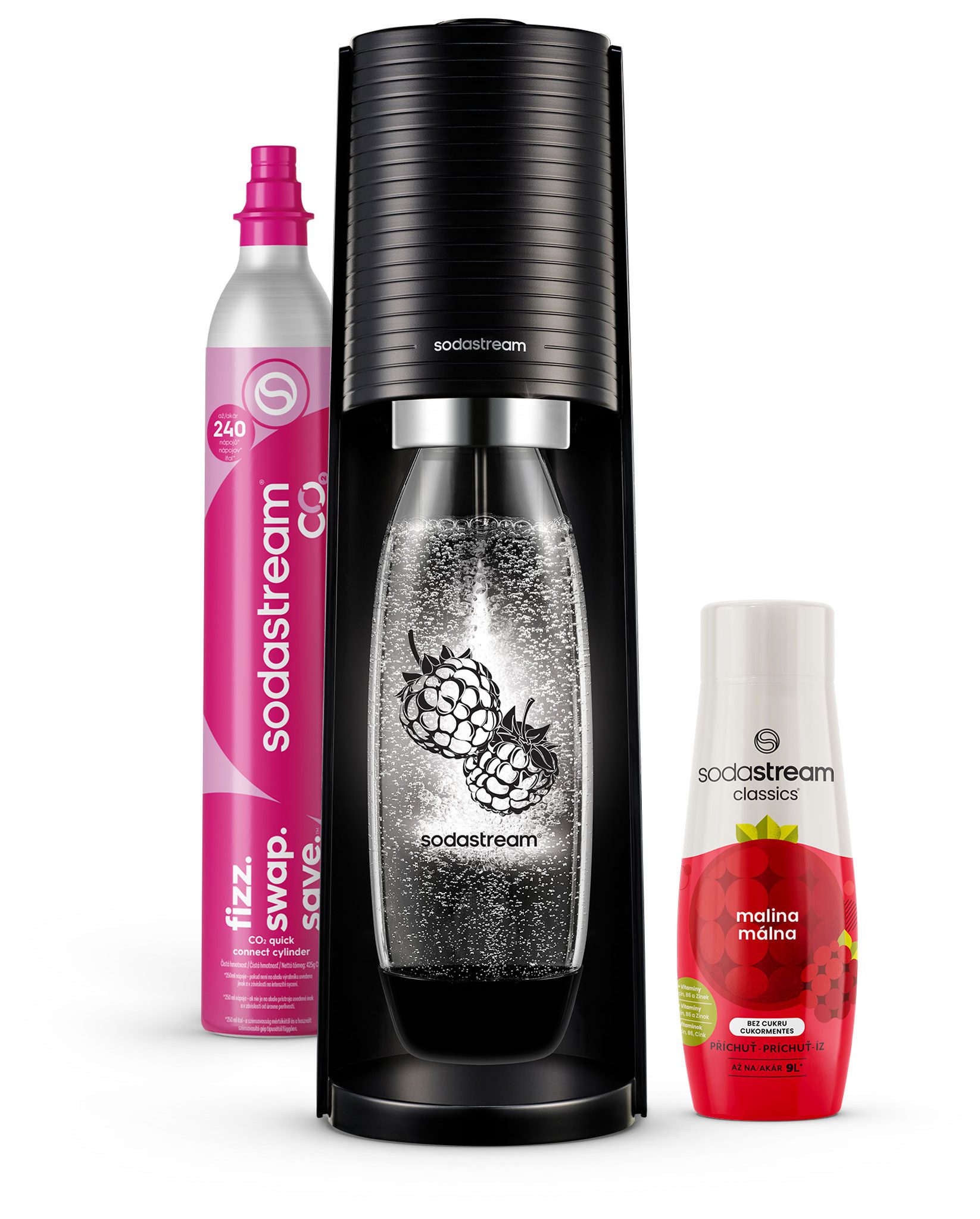 SODA STREAM SM Terra Black Málna Zero MP szódagép málnás palackkal és szörppel – 4. kép