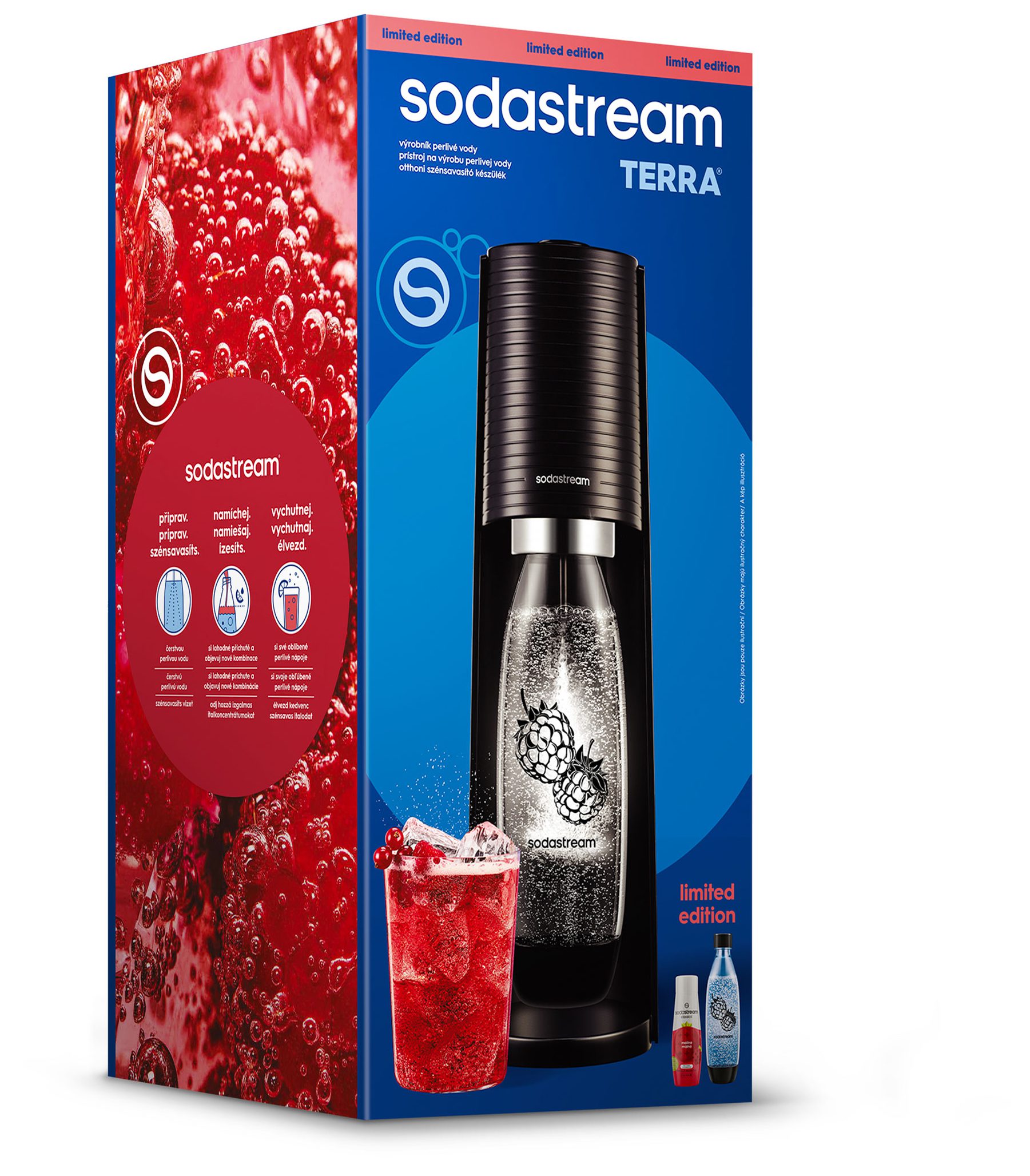 SODA STREAM SM Terra Black Málna Zero MP szódagép málnás palackkal és szörppel – 5. kép