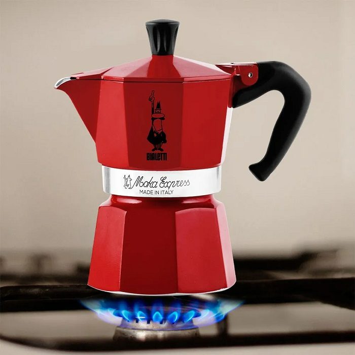BIALETTI 0004942 Moka Express piros alumínium kotyogós kávéfőző, 3 adagos – 4. kép