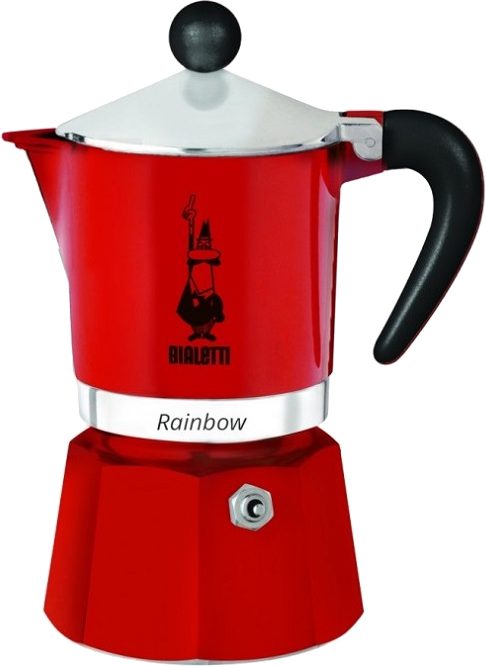 BIALETTI 0004963 Rainbow piros alumínium kotyogós kávéfőző, 6 adagos