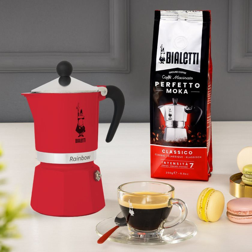 BIALETTI 0004962 Rainbow piros alumínium kotyogós kávéfőző, 3 adagos – 4. kép