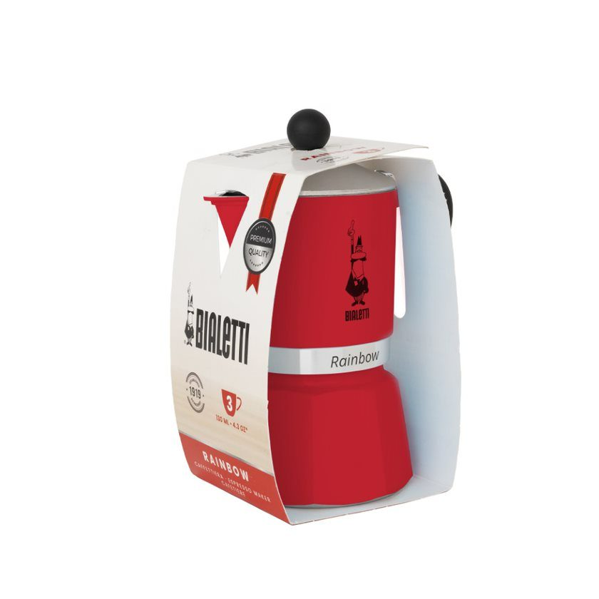 BIALETTI 0004962 Rainbow piros alumínium kotyogós kávéfőző, 3 adagos – 5. kép