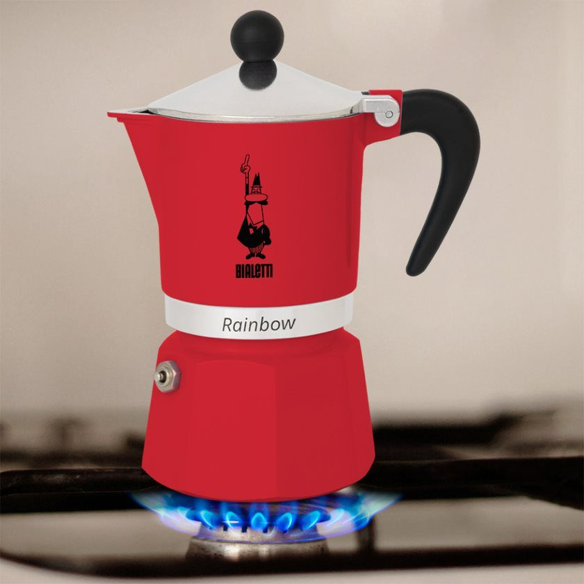 BIALETTI 0004963 Rainbow piros alumínium kotyogós kávéfőző, 6 adagos – 3. kép