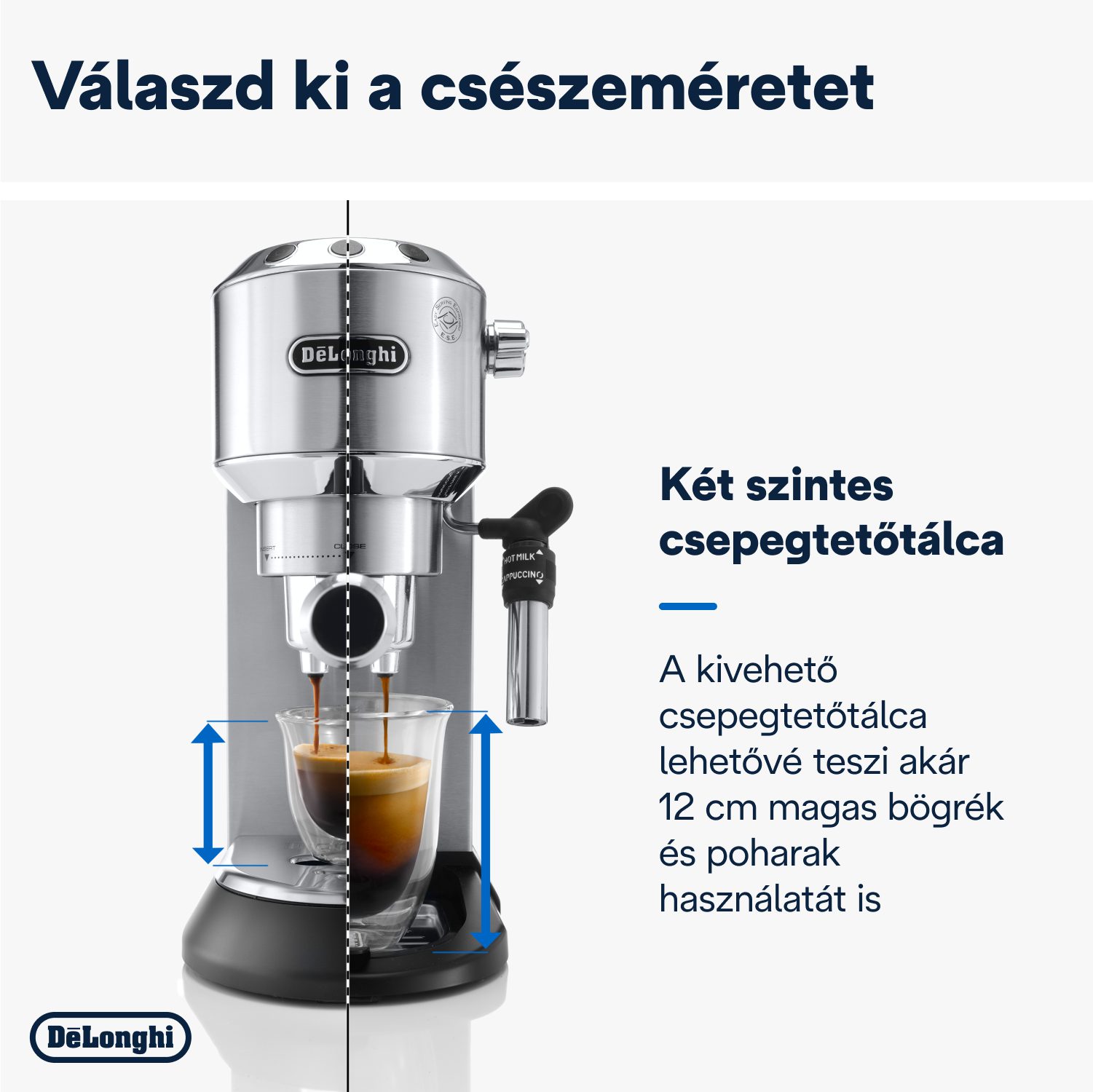 DE-LONGHI Dedica EC685.M karos eszpresszó kávéfőző, ezüst fémházzal – 6. kép