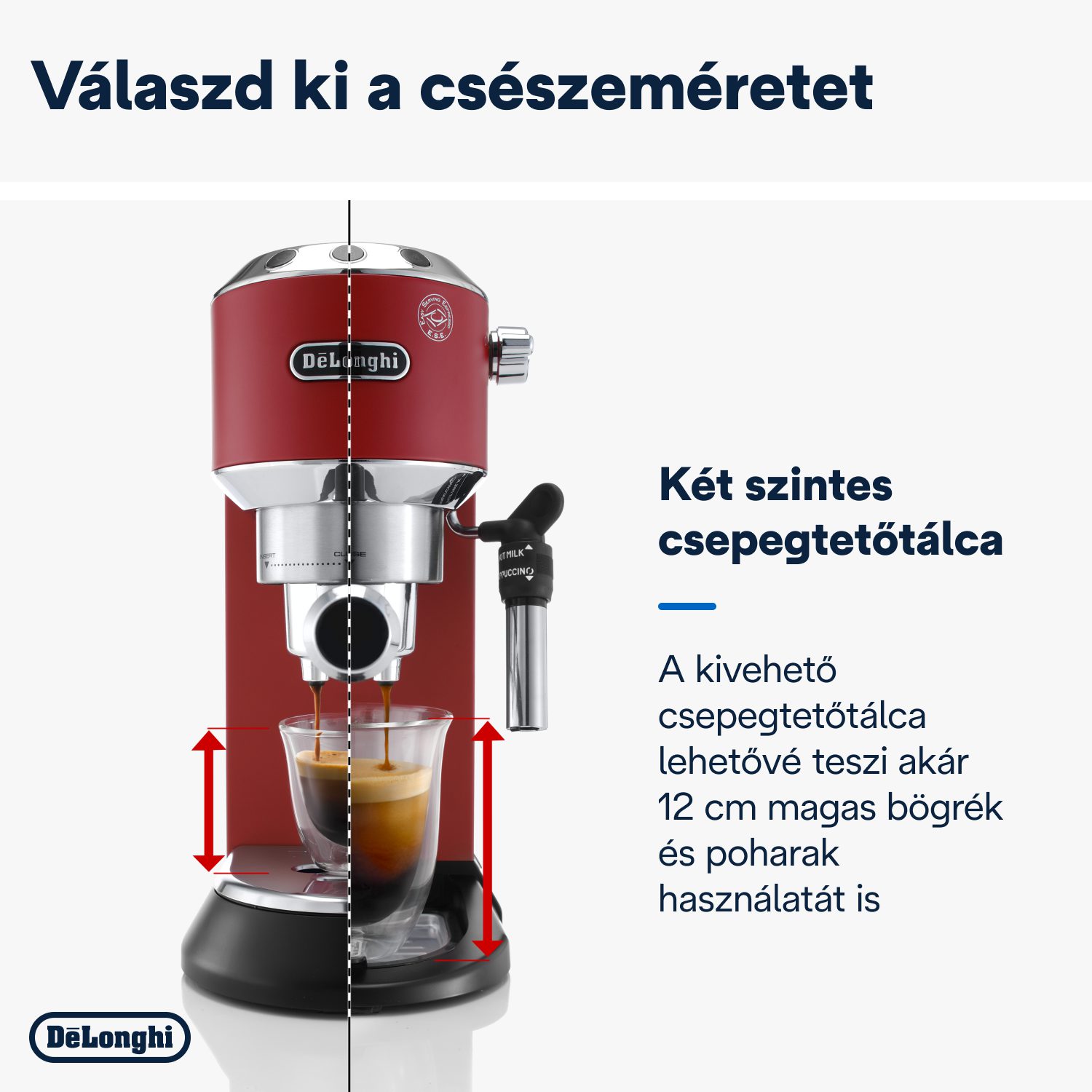 DE-LONGHI Dedica EC685.R piros karos eszpresszó-kávéfőző – 8. kép