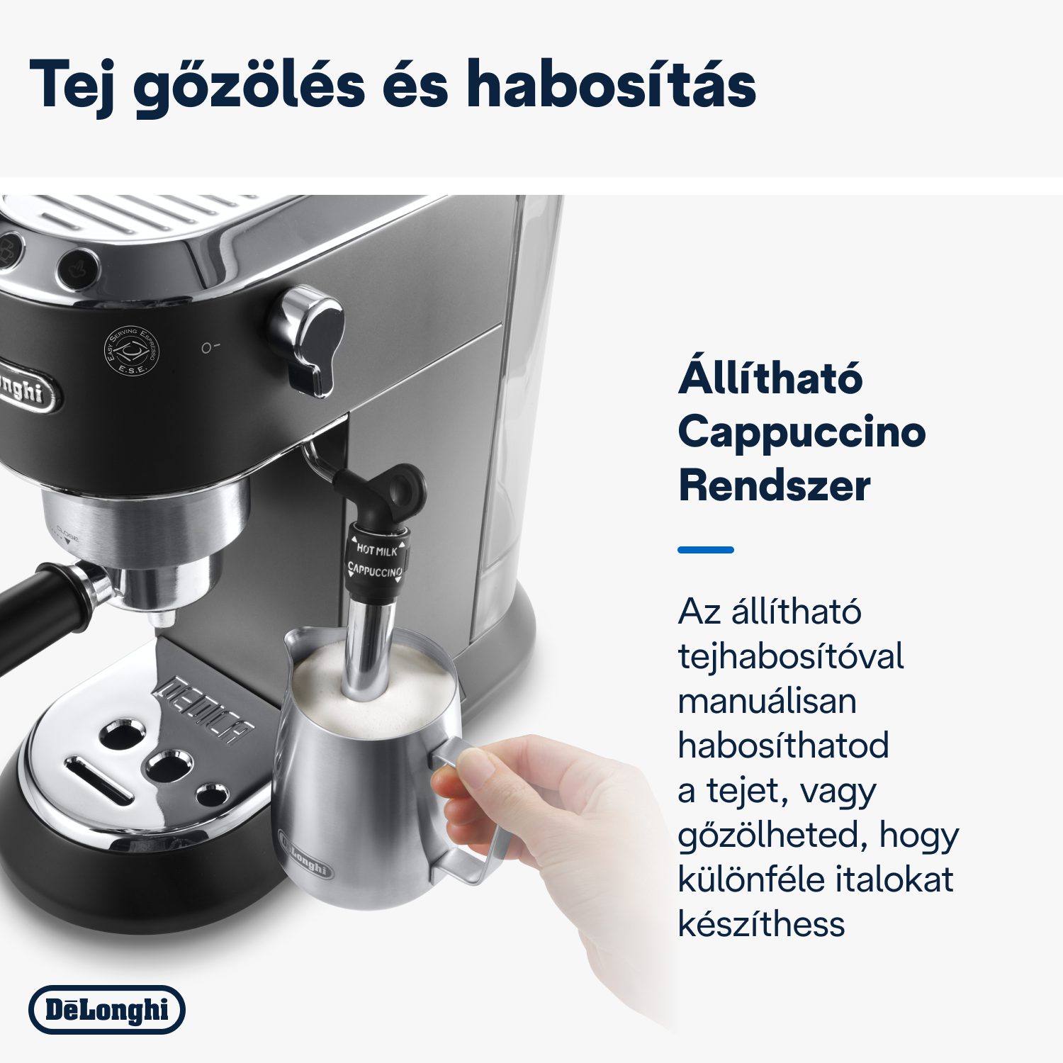 DE-LONGHI Dedica EC685.BK fekete karos eszpresszó kávéfőző – 6. kép