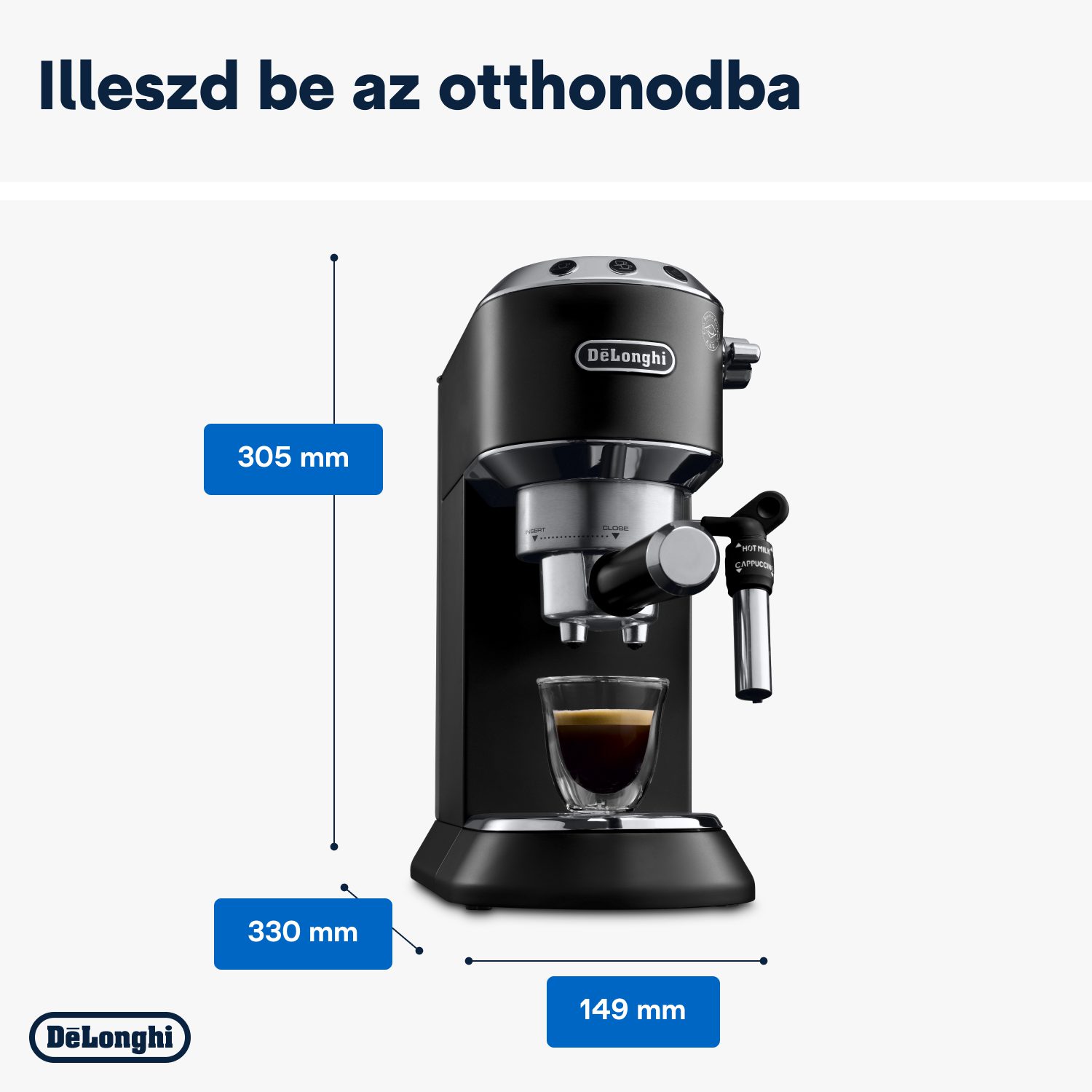 DE-LONGHI Dedica EC685.BK fekete karos eszpresszó kávéfőző – 9. kép