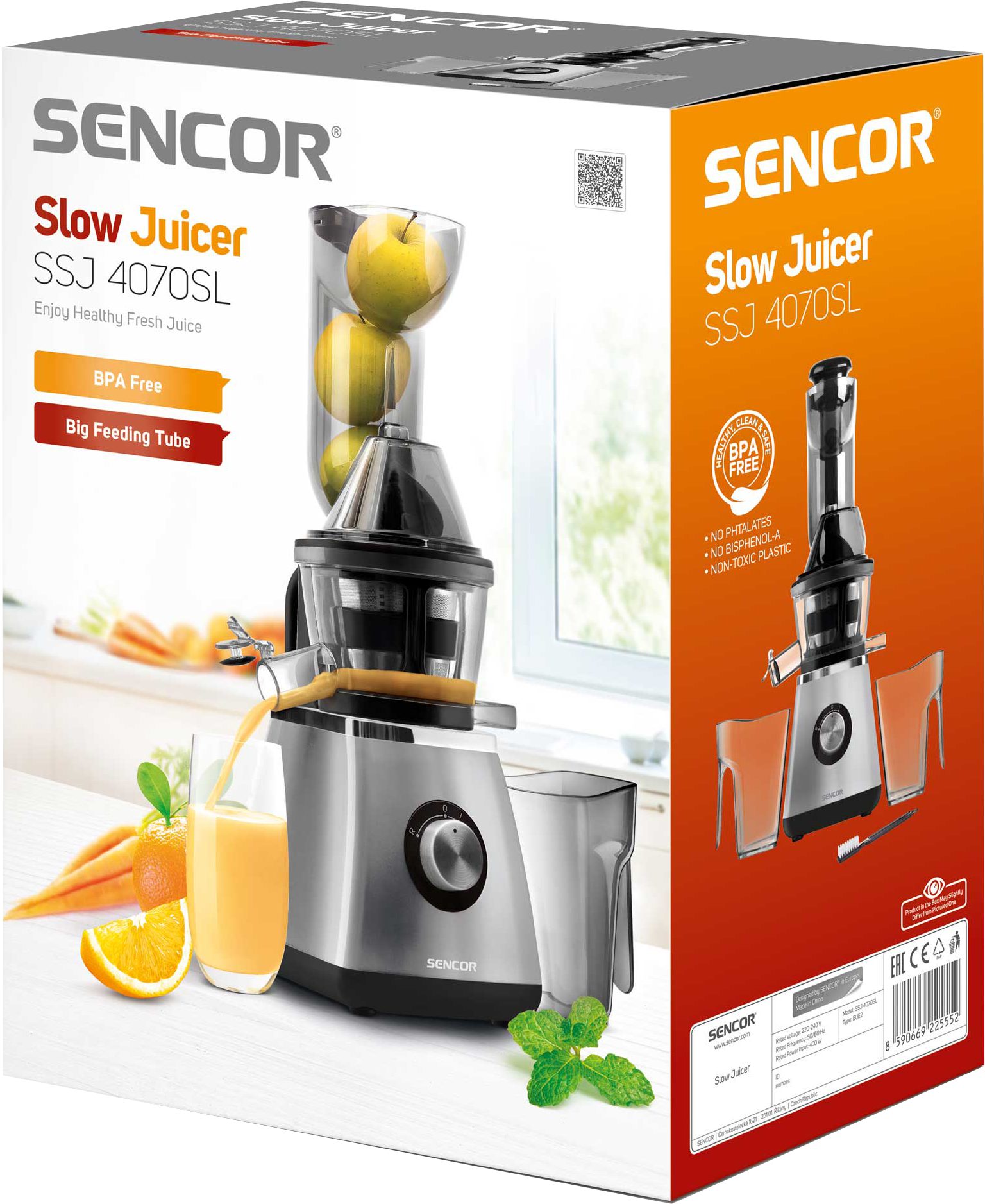 SENCOR SSJ 4070SL lassú gyümölcsfacsaró 400 W-os motorral – 7. kép