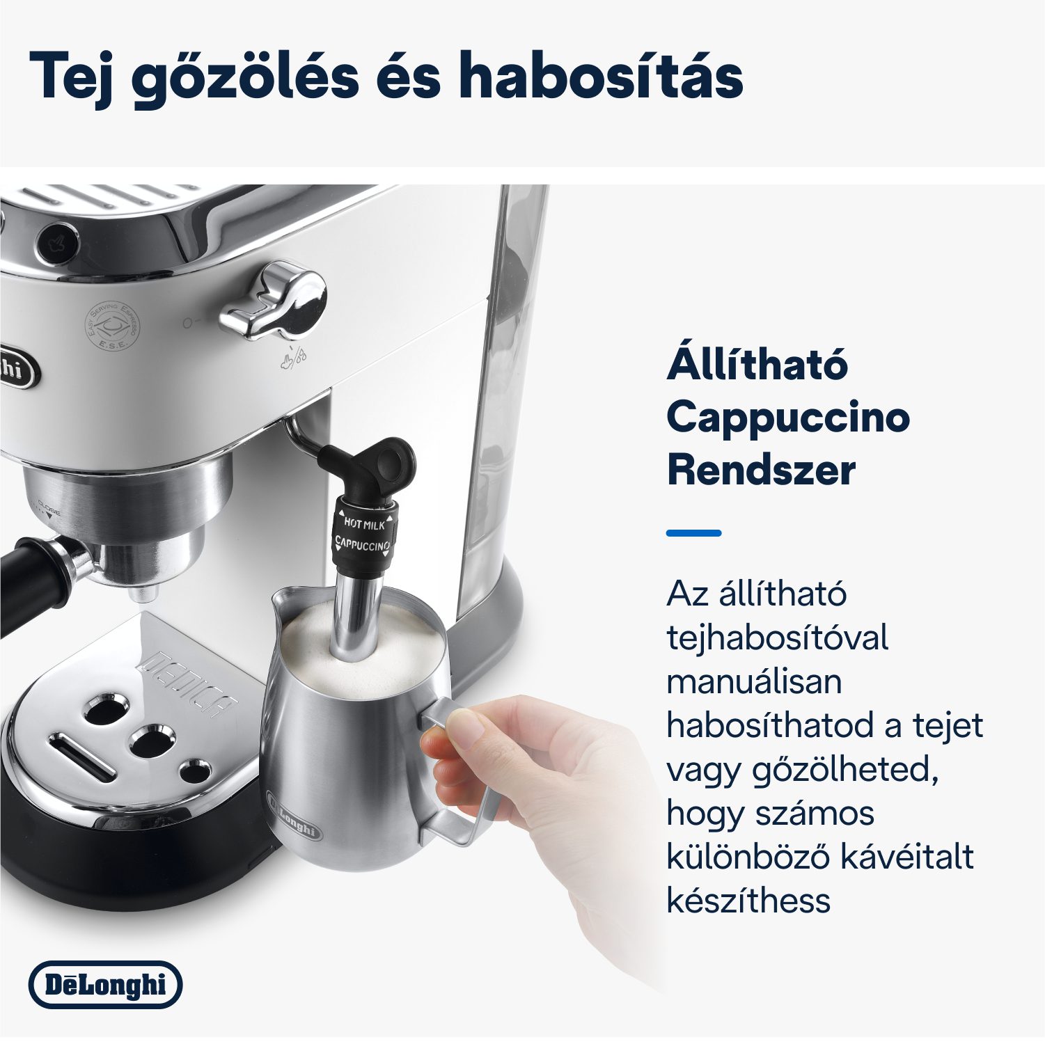 DE-LONGHI Dedica EC685.W fehér karos eszpresszó kávéfőző – 5. kép