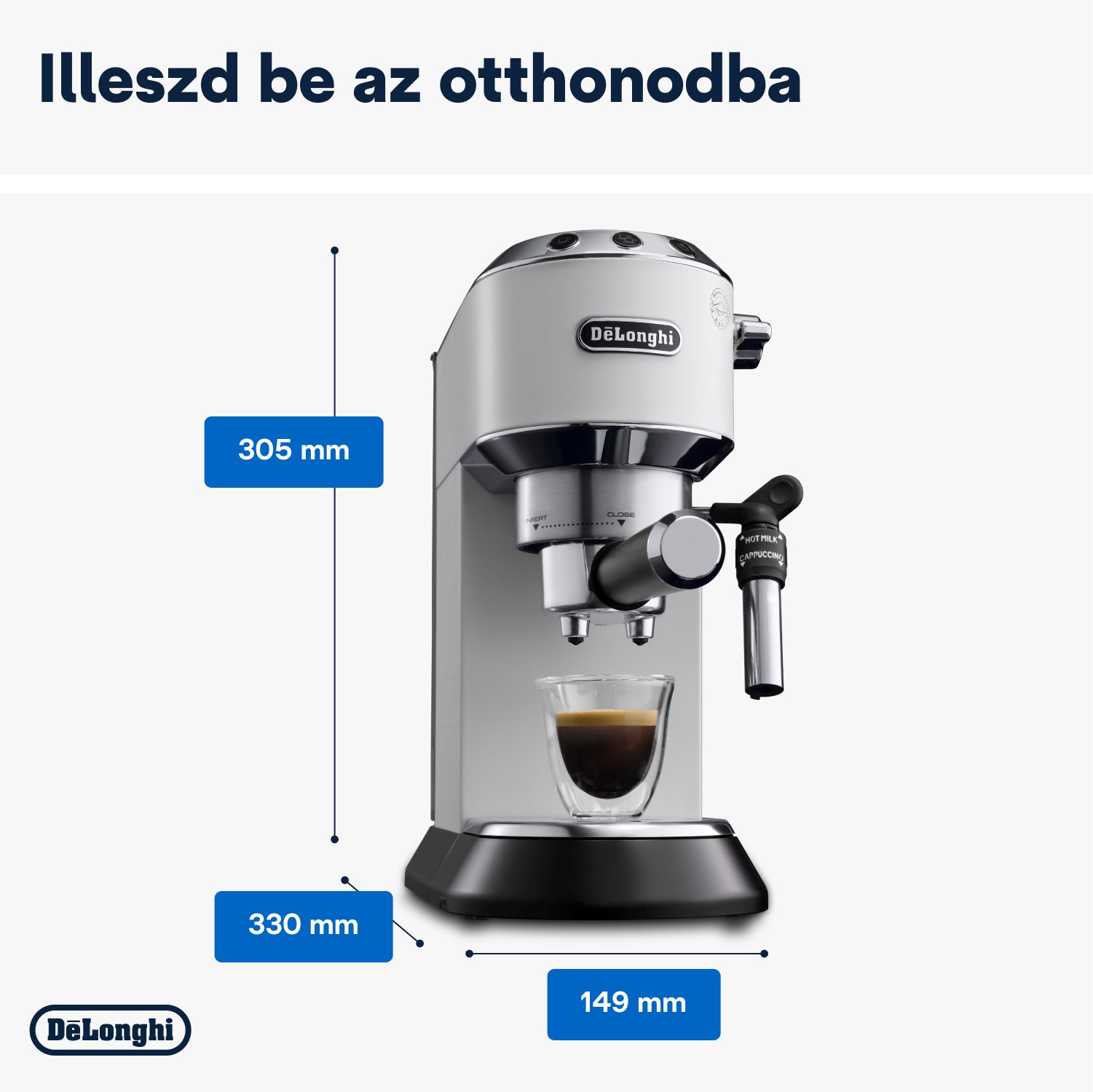 DE-LONGHI Dedica EC685.W fehér karos eszpresszó kávéfőző – 7. kép