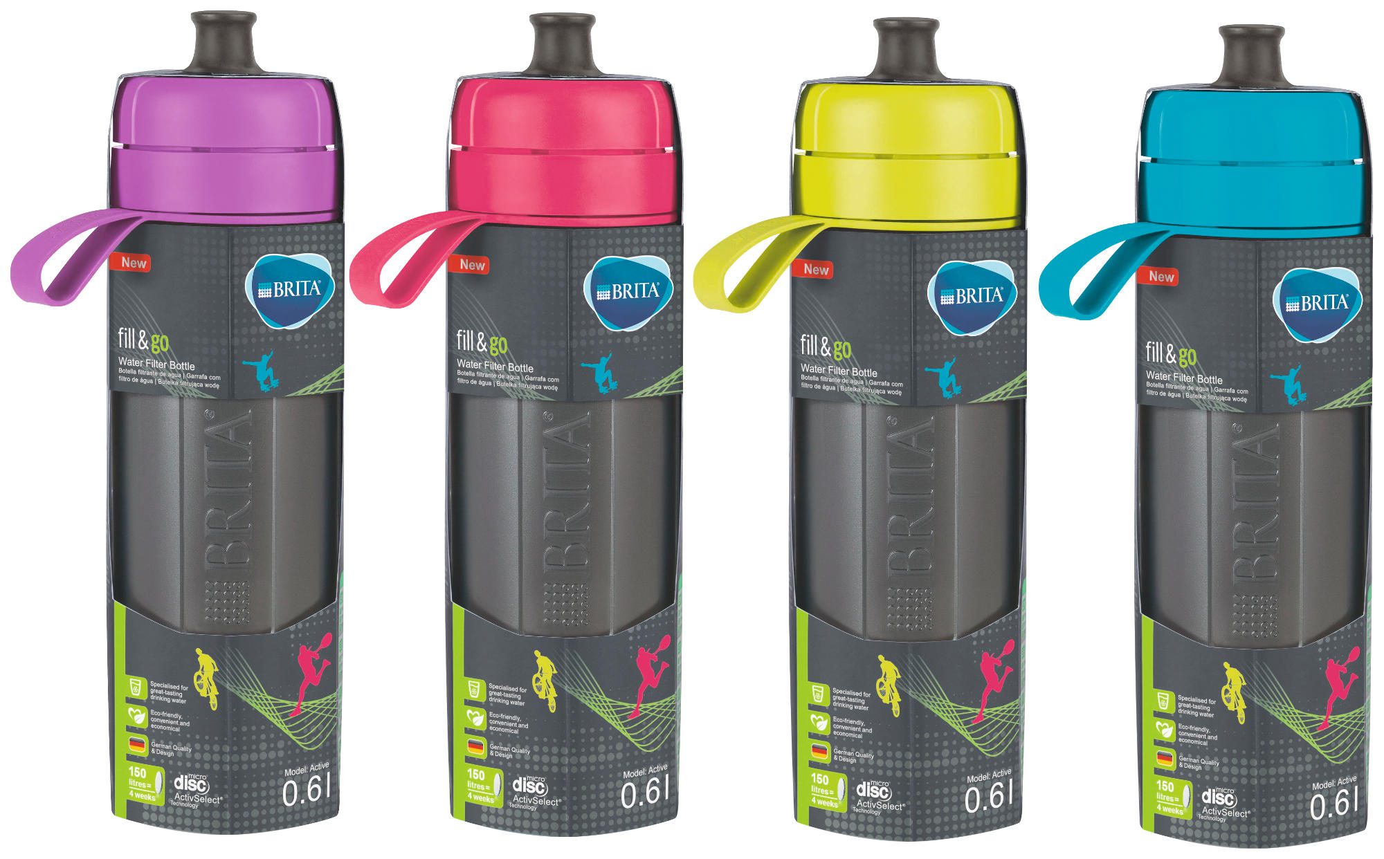 BRITA Fill&Go Active 600 ml-es vízszűrős kulacs, rózsaszín – 2. kép