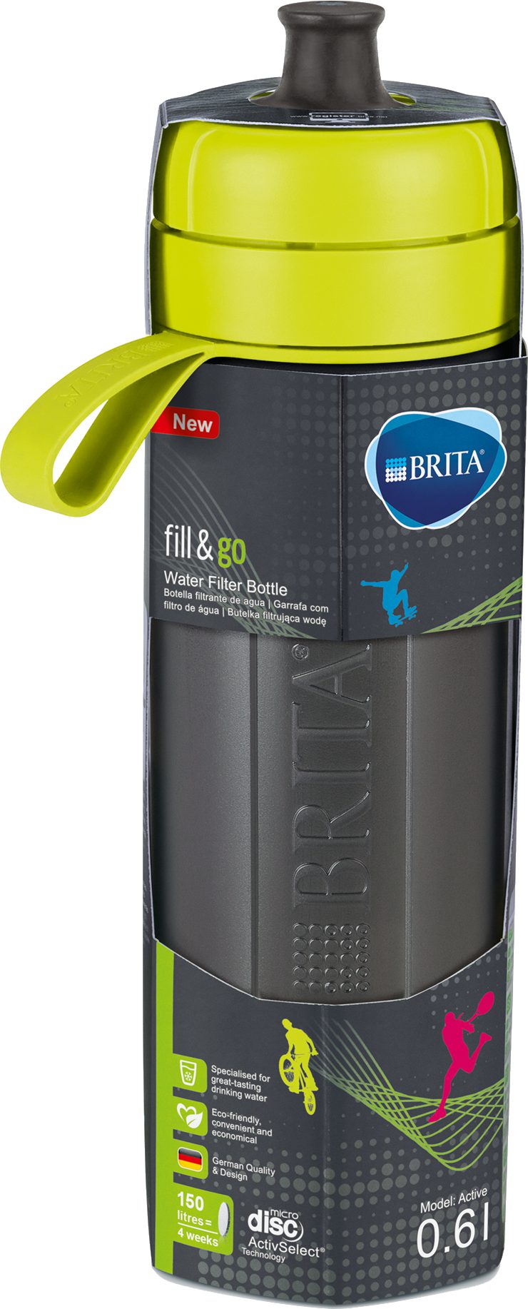 BRITA Fill&Go Active 600 ml-es vízszűrős kulacs, zöld – 3. kép
