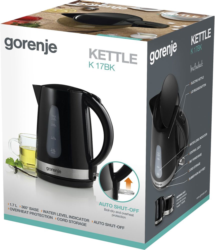 GORENJE K 17 BK fekete vízforraló vízkőszűrővel, 1,7 literes kapacitással – 4. kép