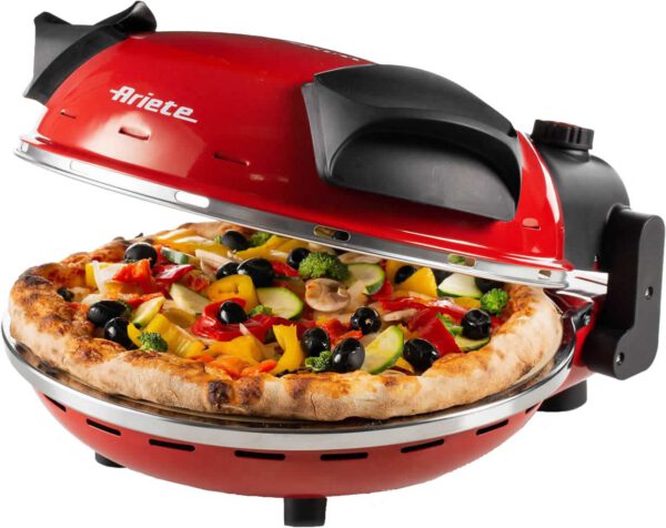 ARIETE 909 Da Gennaro piros pizzasütő tűzálló kőlappal