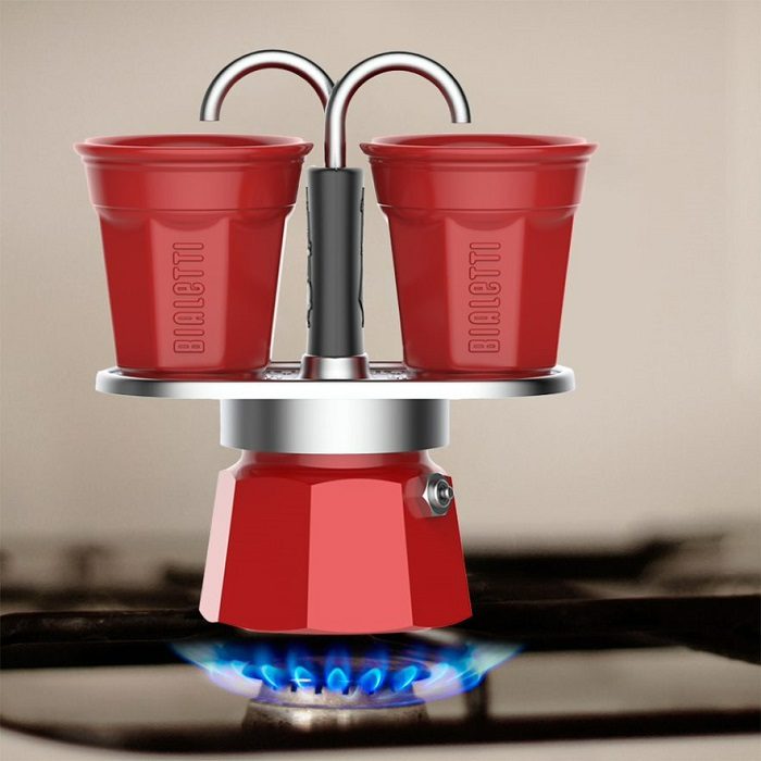BIALETTI 7303 Mini Express piros kotyogós kávéfőző szett, 2 adaghoz – 3. kép