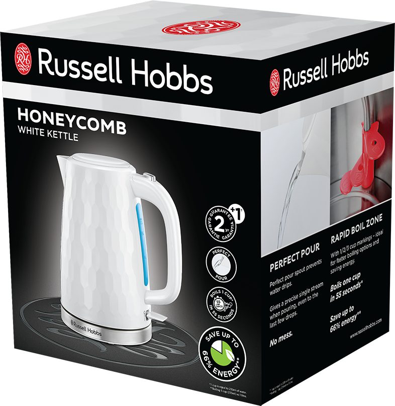 RUSSELL HOBBS 26050-70/RH Honeycomb fehér vízforraló, 1,7 l – 5. kép