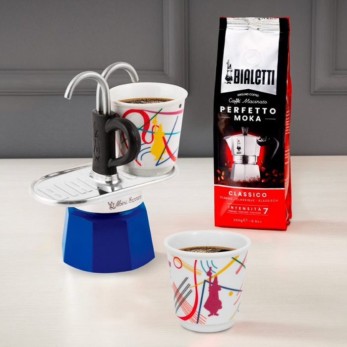 BIALETTI 1407/NP Mini Express Kandinsky kotyogós kávéfőző 2 porceláncsészével – 3. kép